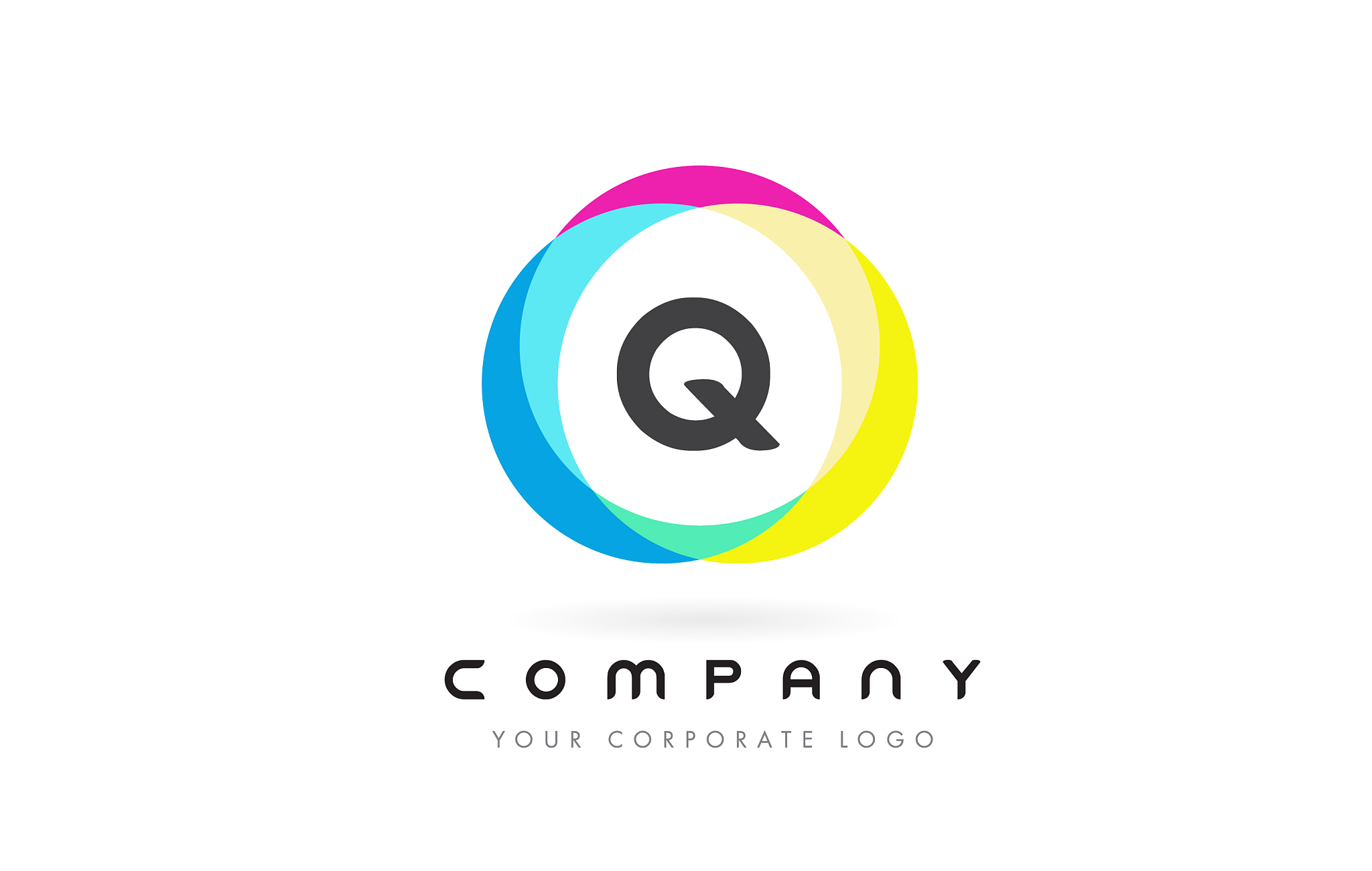 q letter logo design with rainbow rounded colors