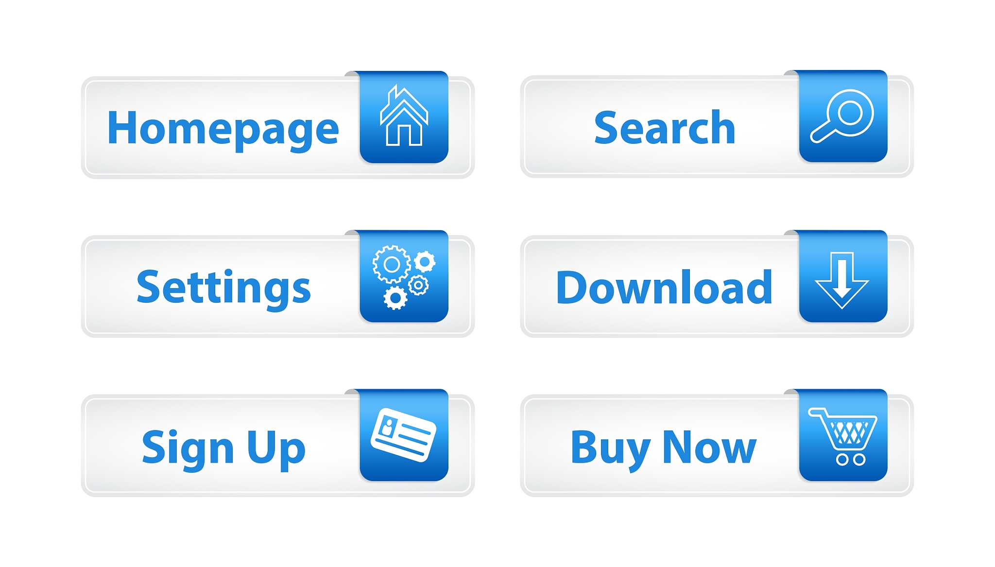 web buttons with blue bookmarks and six icons