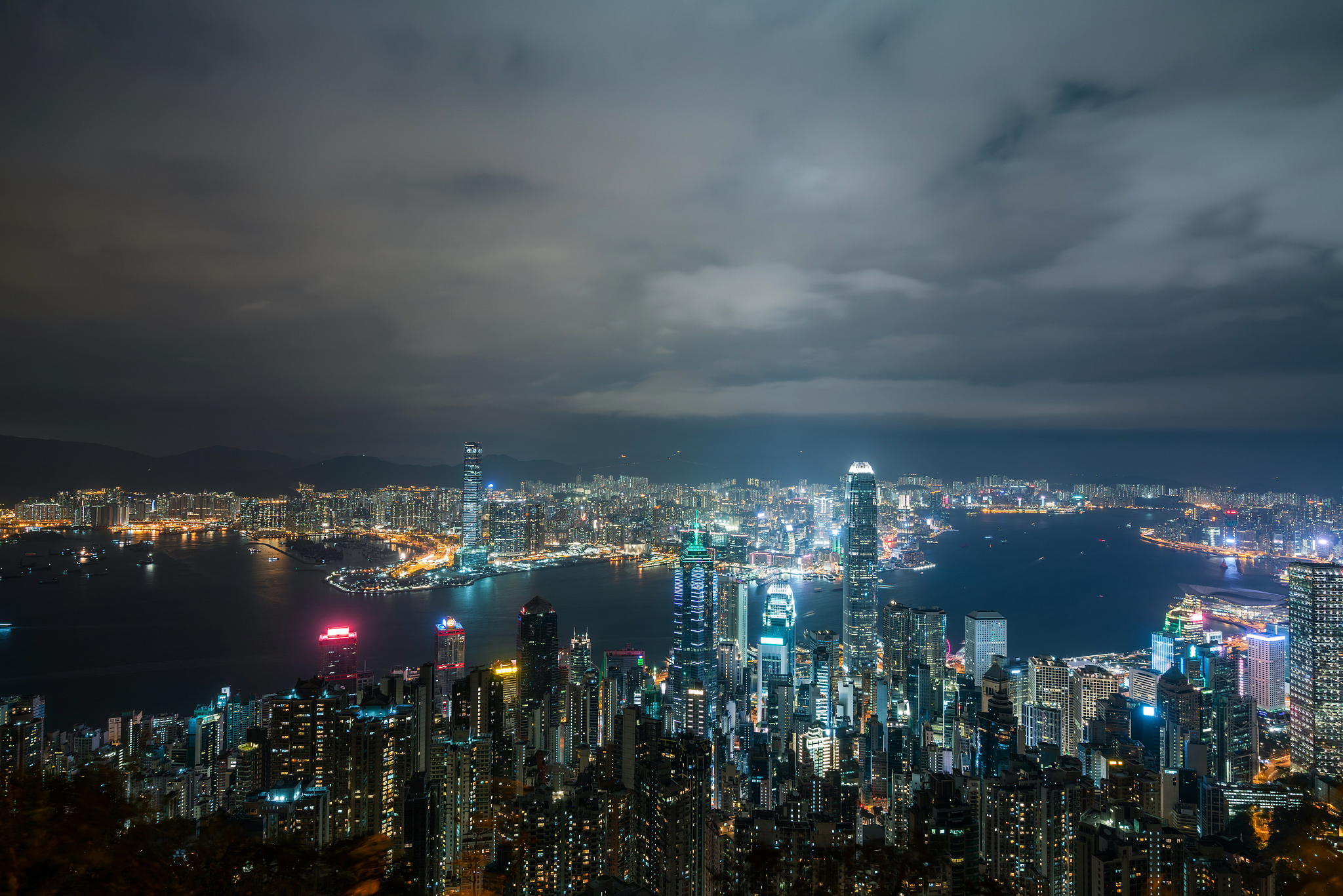 香港维多利亚港城市天际线