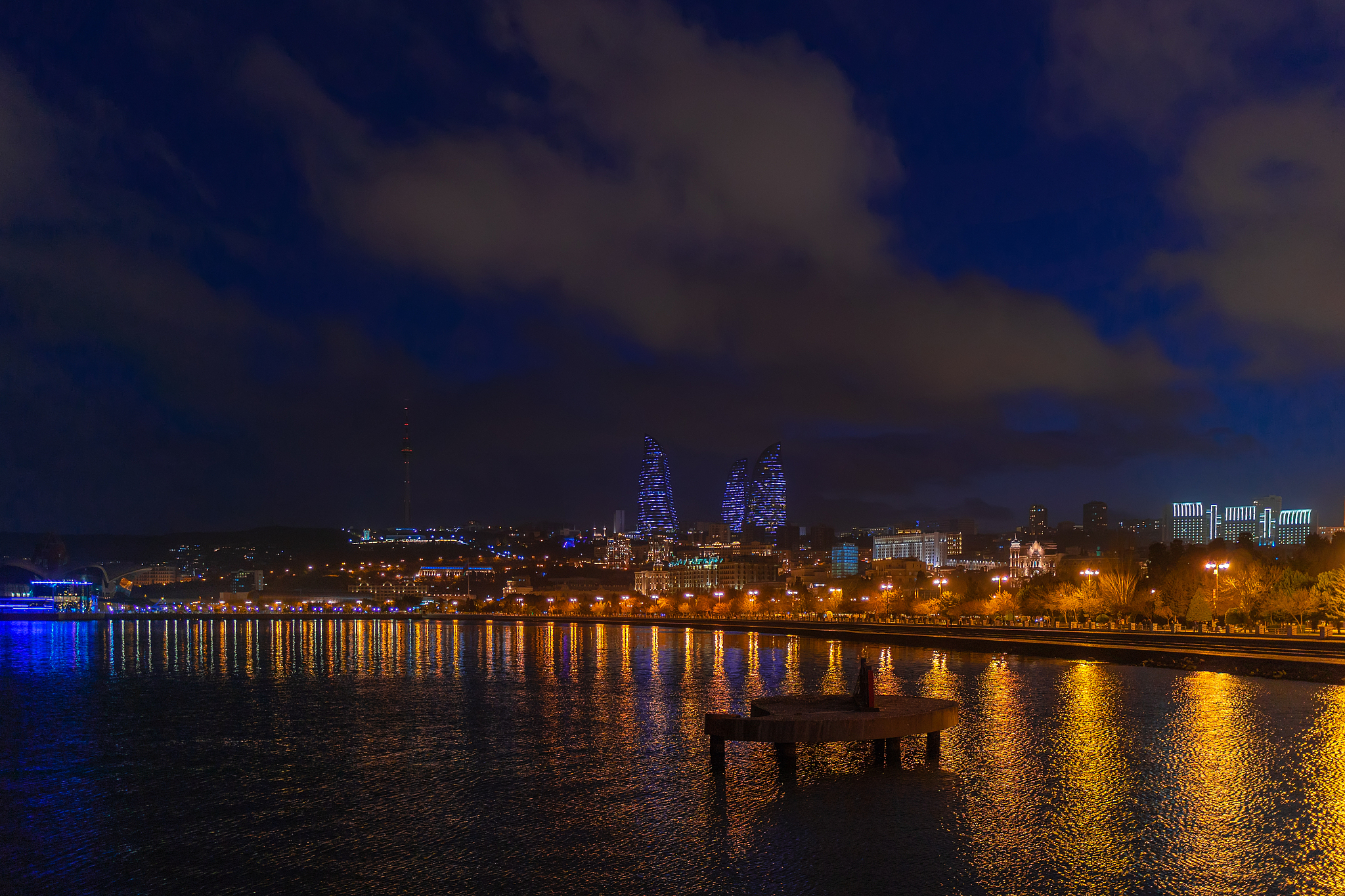 view of the national seaside park in baku city, azerbaijan at ni