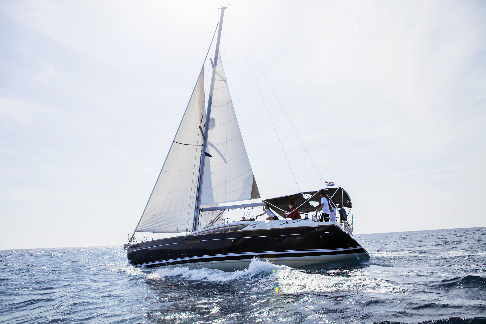 view of adriatic sea with sailship