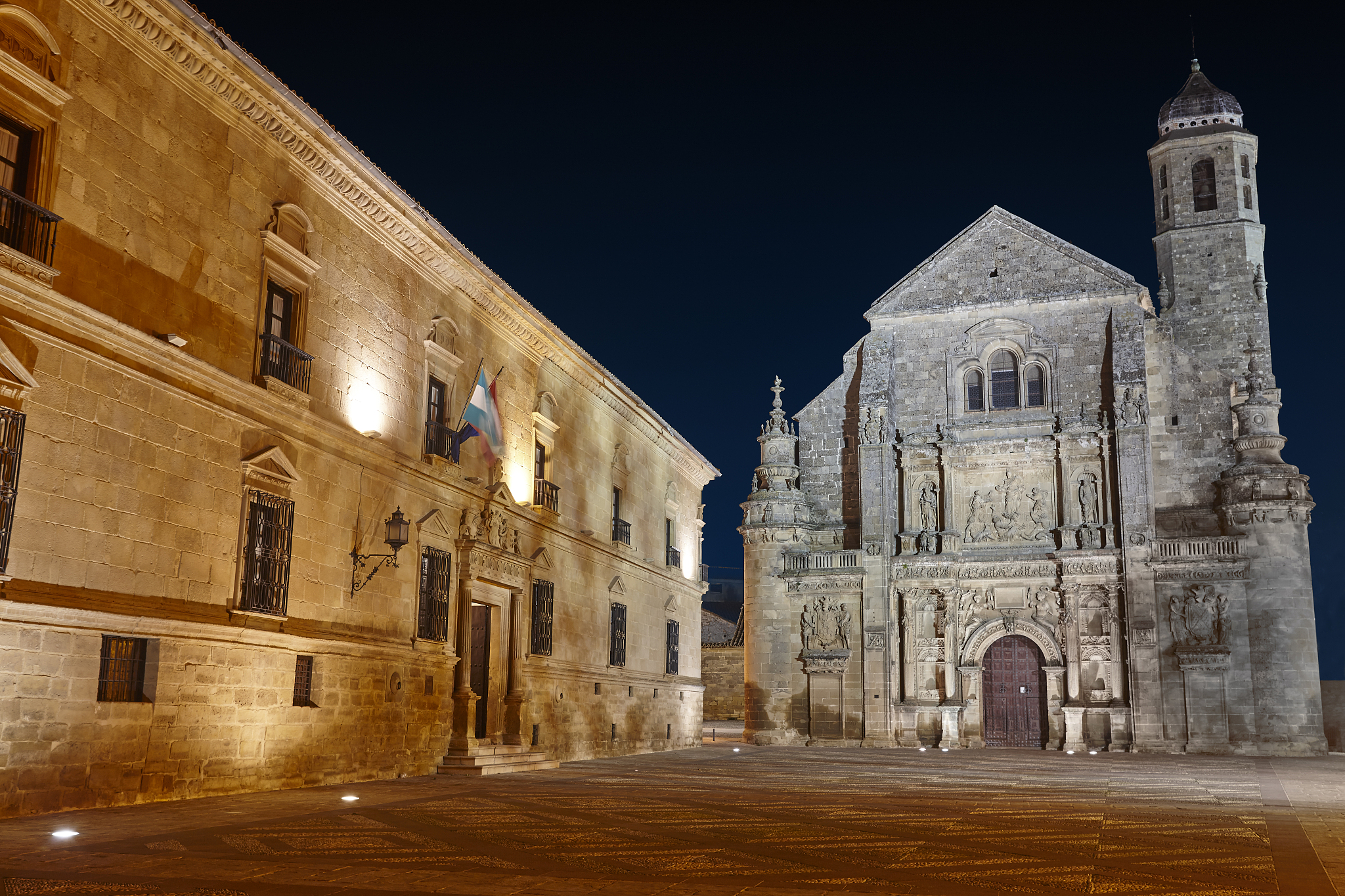 ubeda unesco world heritage. el salvador sacred chapel by night