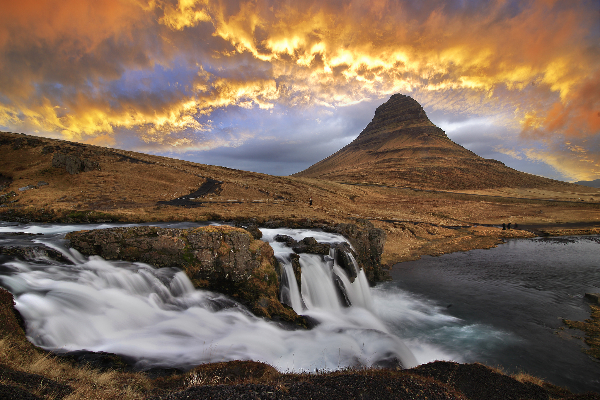 panorama of kirkjufell mountain with dramatic winter weather , i