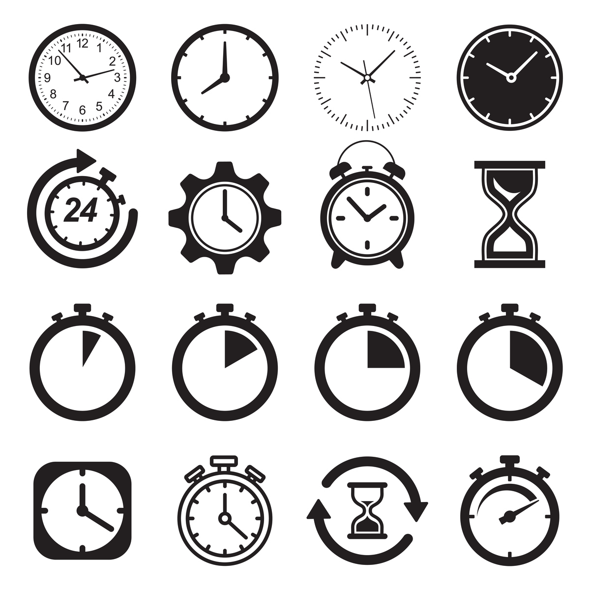 数字手表状态图：显示时间、设定时间及操作模式