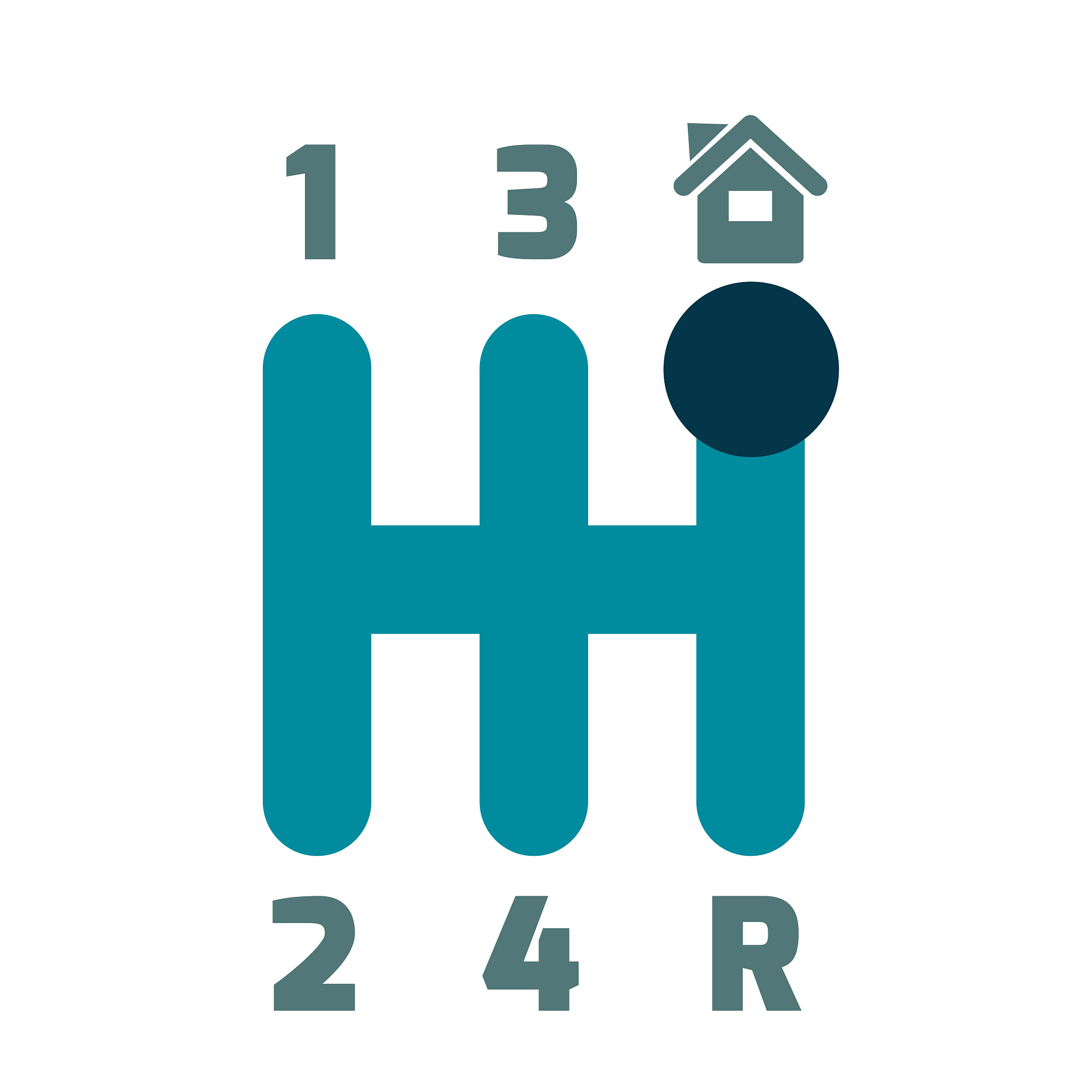 car transmission with home icon.