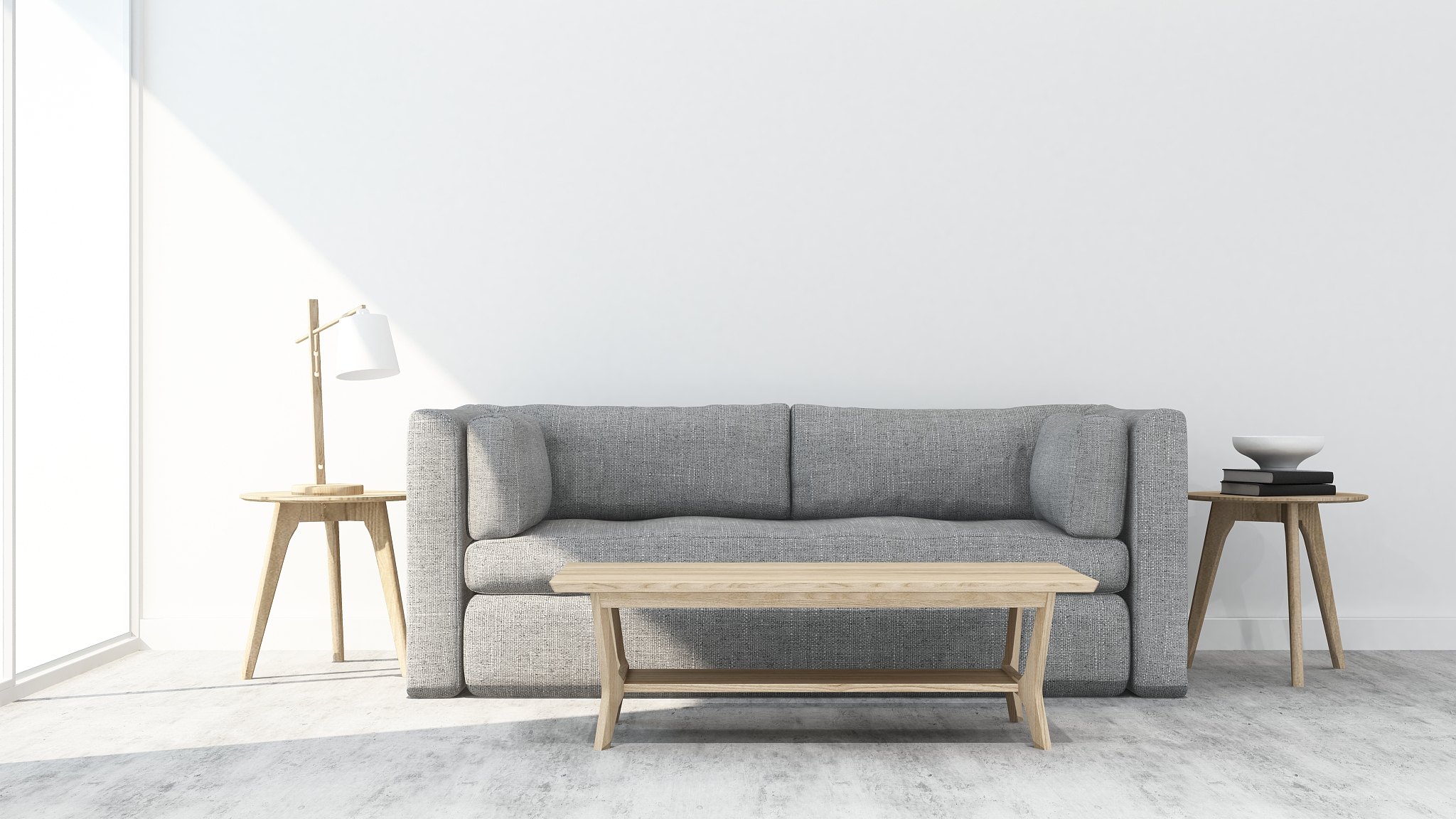 living space room in apartment - 3d rendering