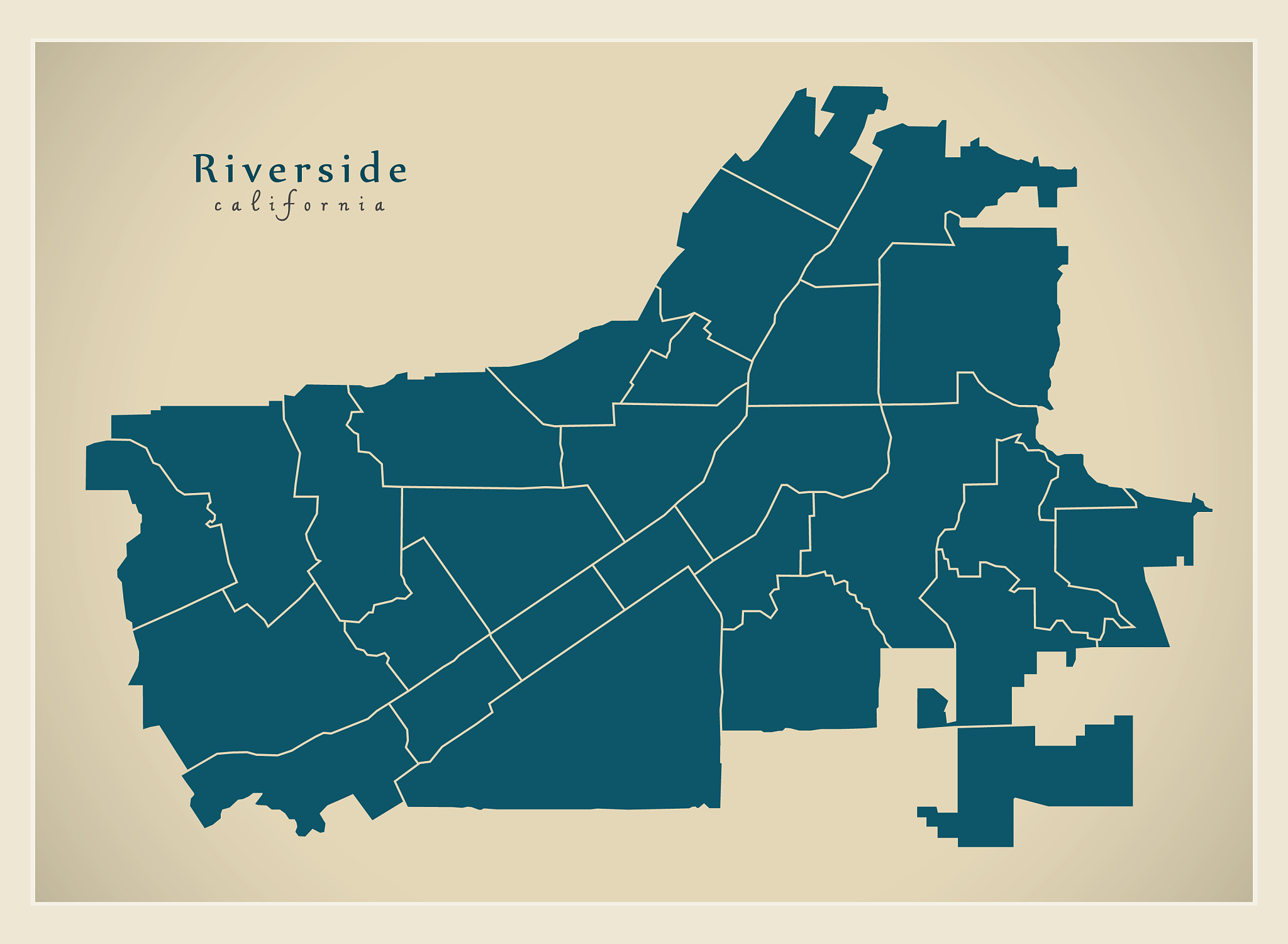 modern city map - riverside california city of
