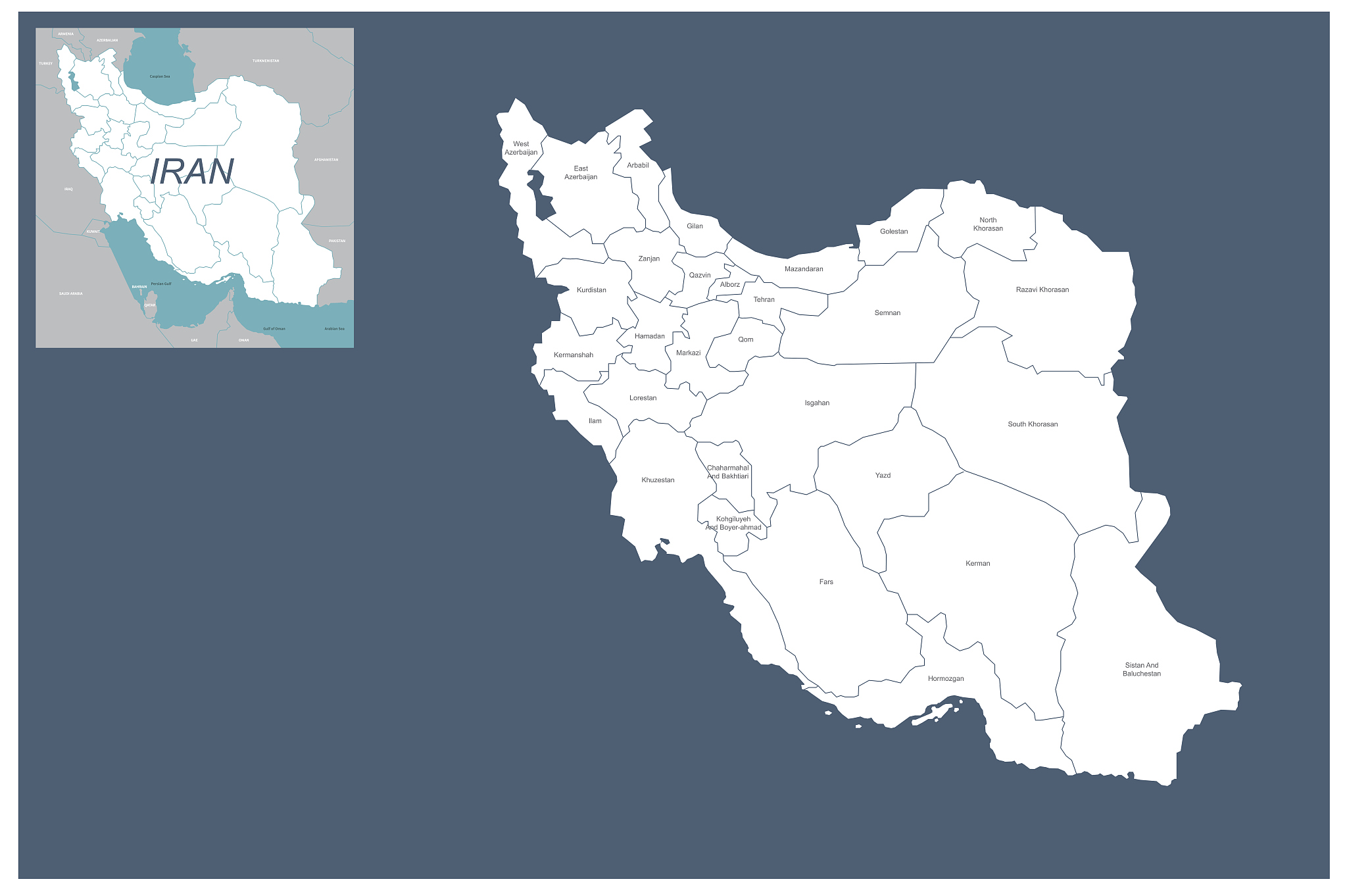iran map. vector map of iran, middle east
