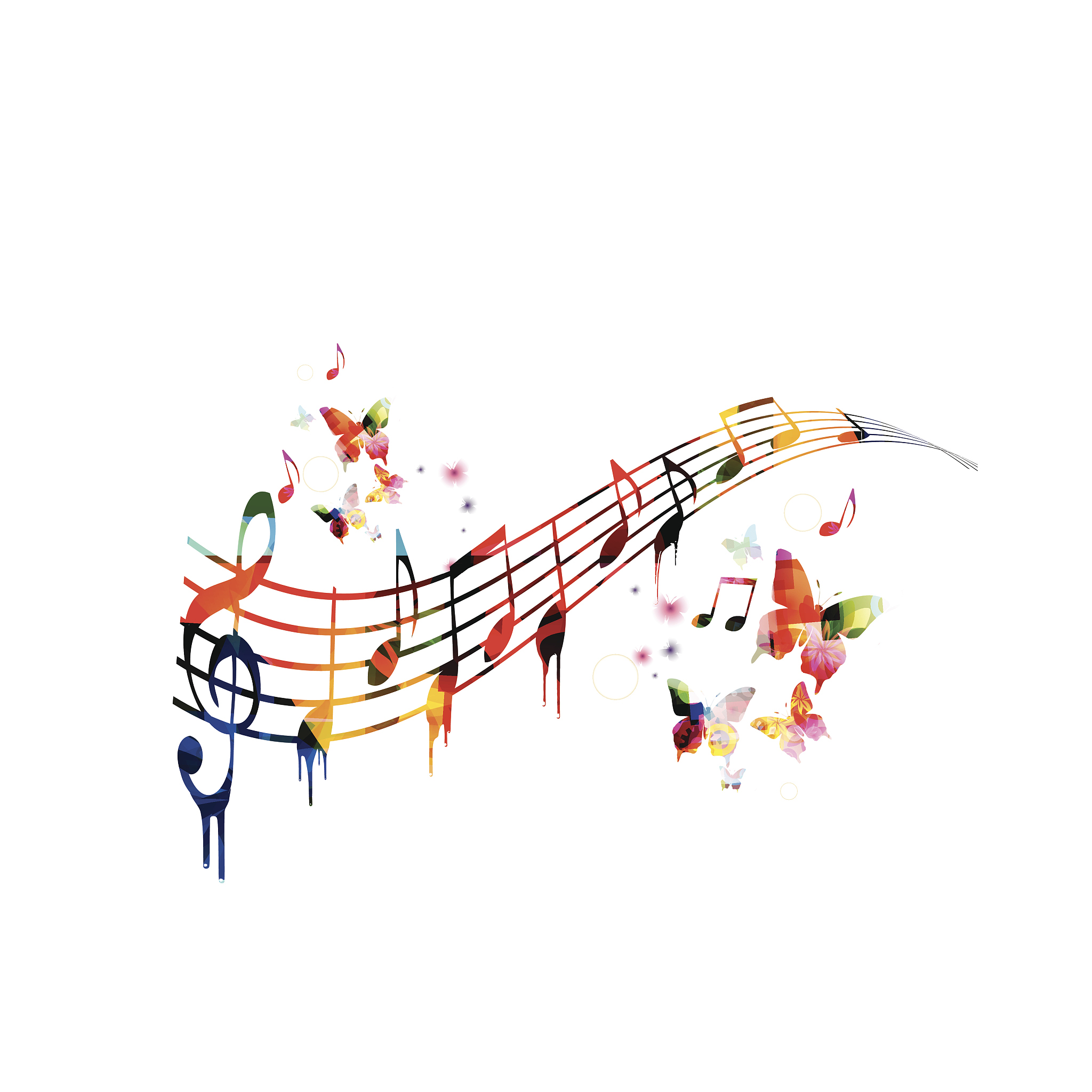 colorful background with music notes