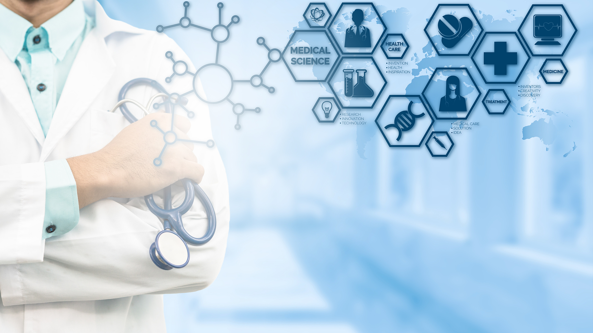 doctor with medical science icon modern interface