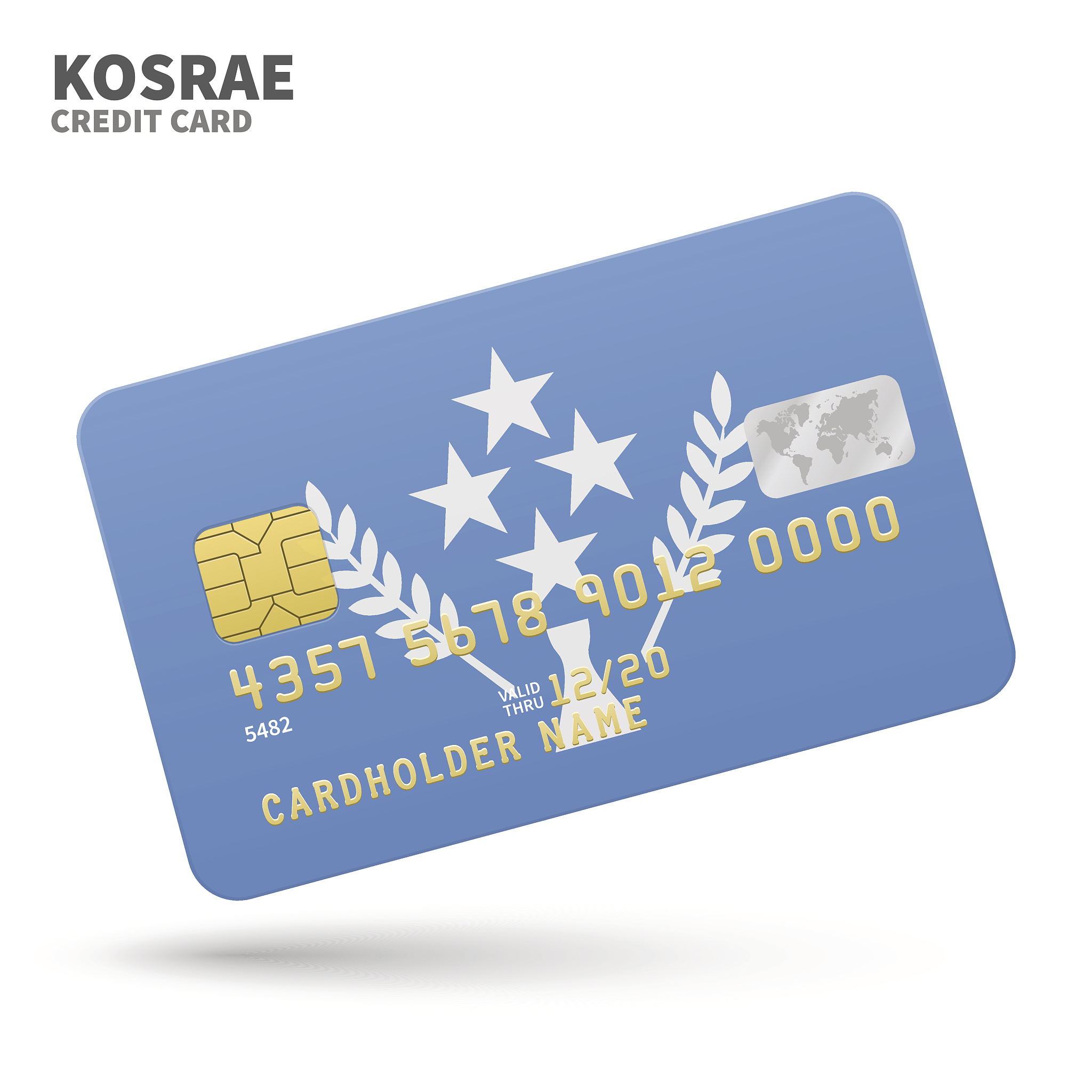 credit card with kosrae flag background for bank, presentations 