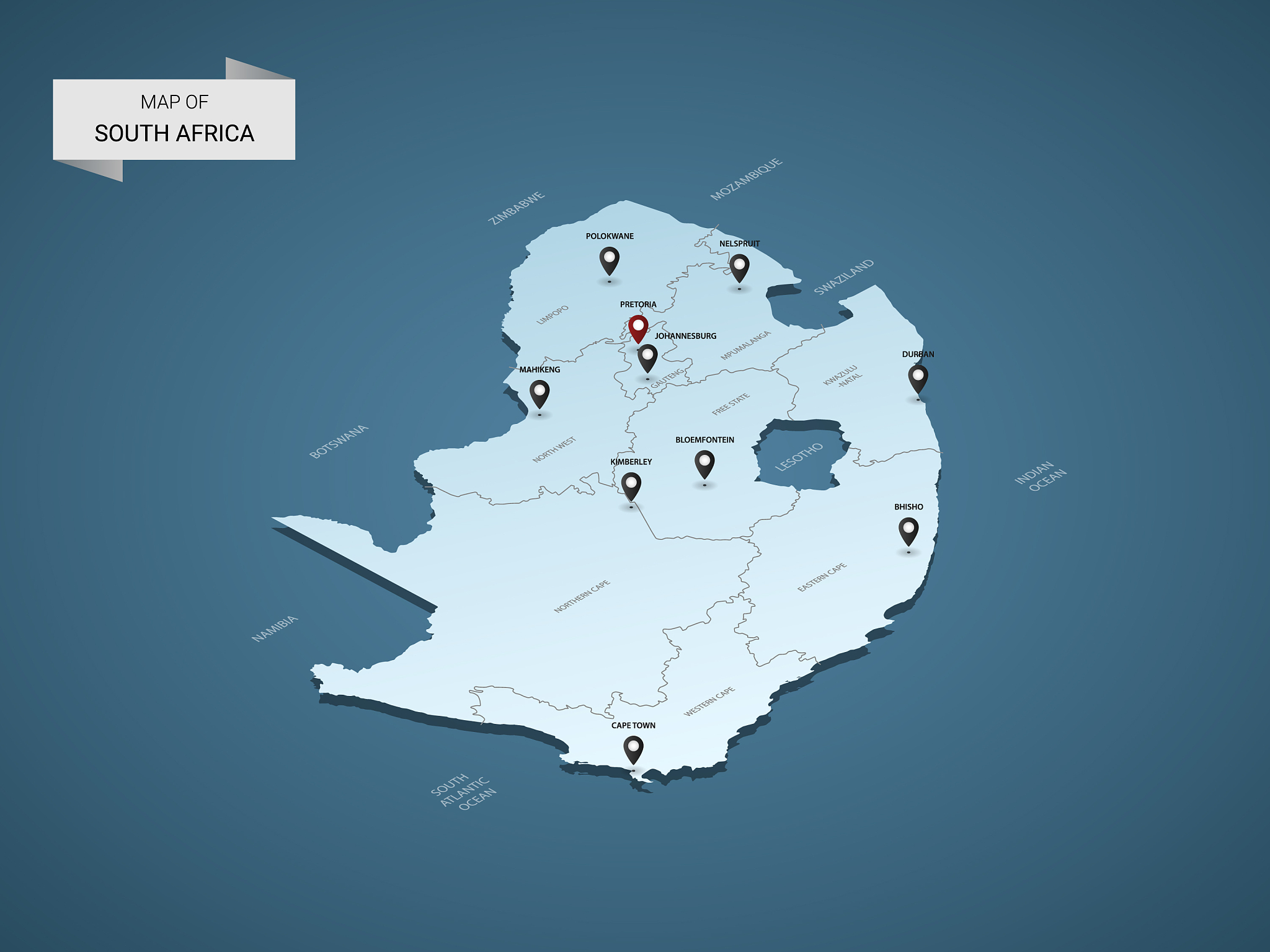 isometric 3d south africa map concept