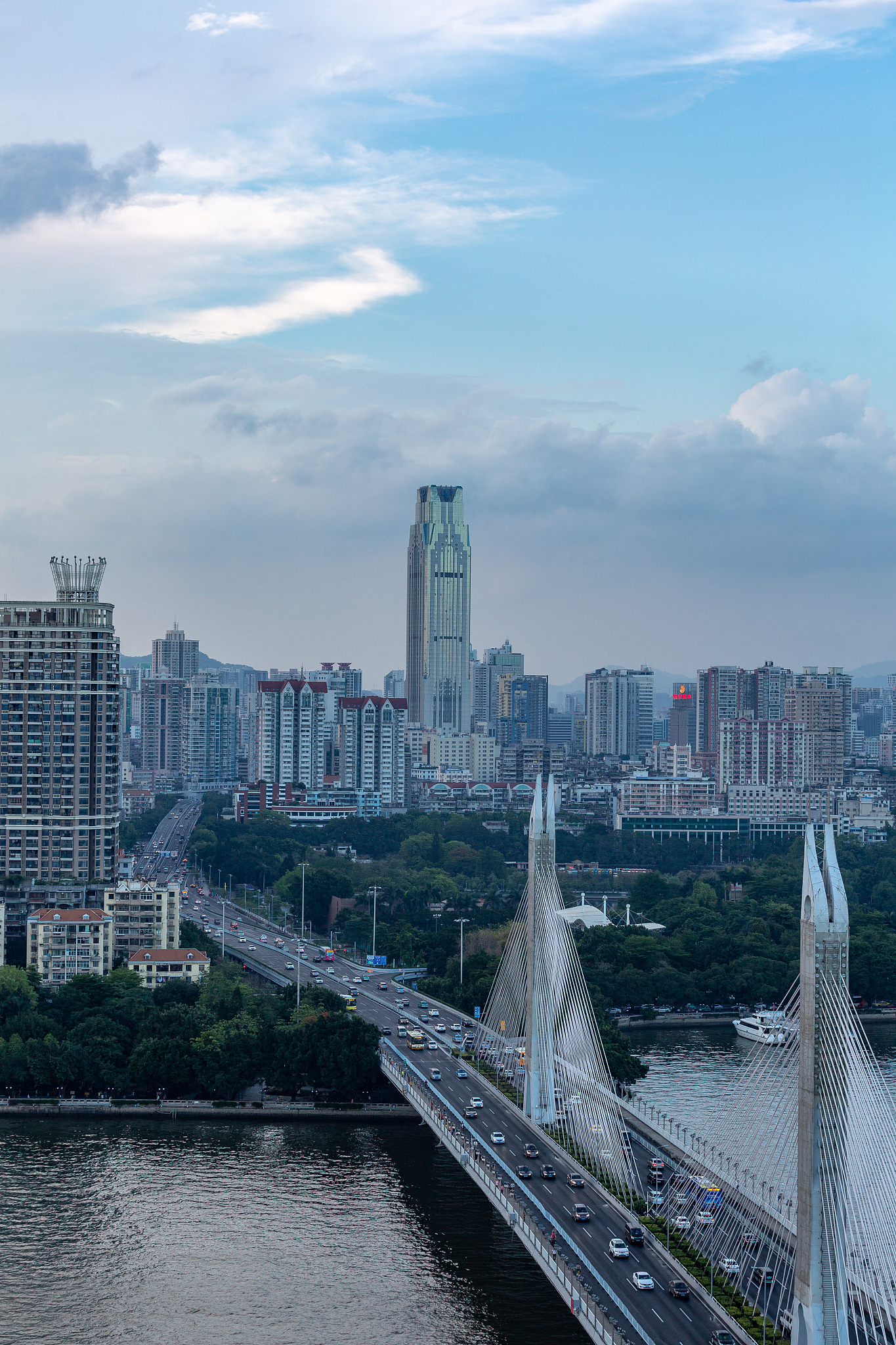 guangzhou city sunset cityscape