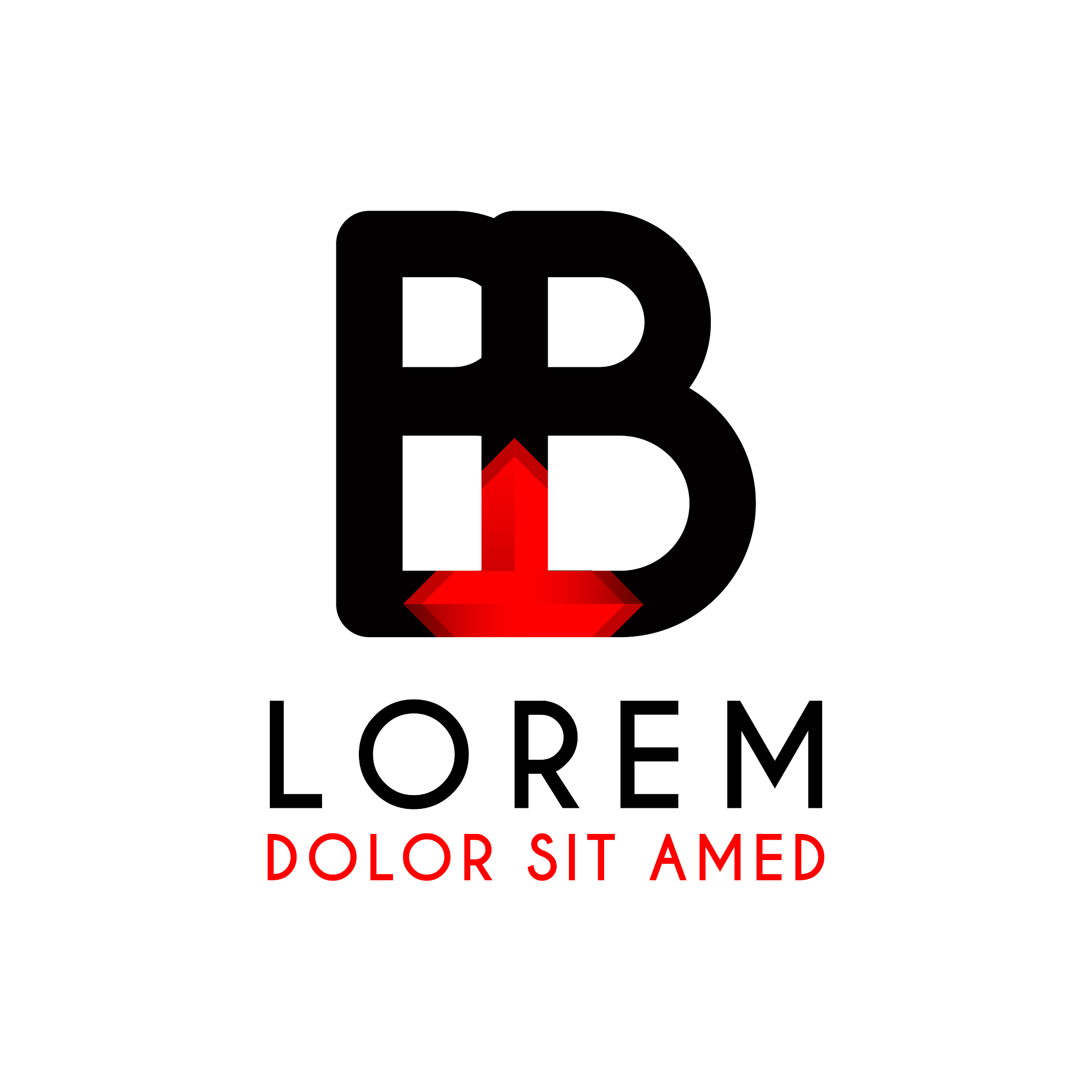 bb letter black logo with gradient arrow