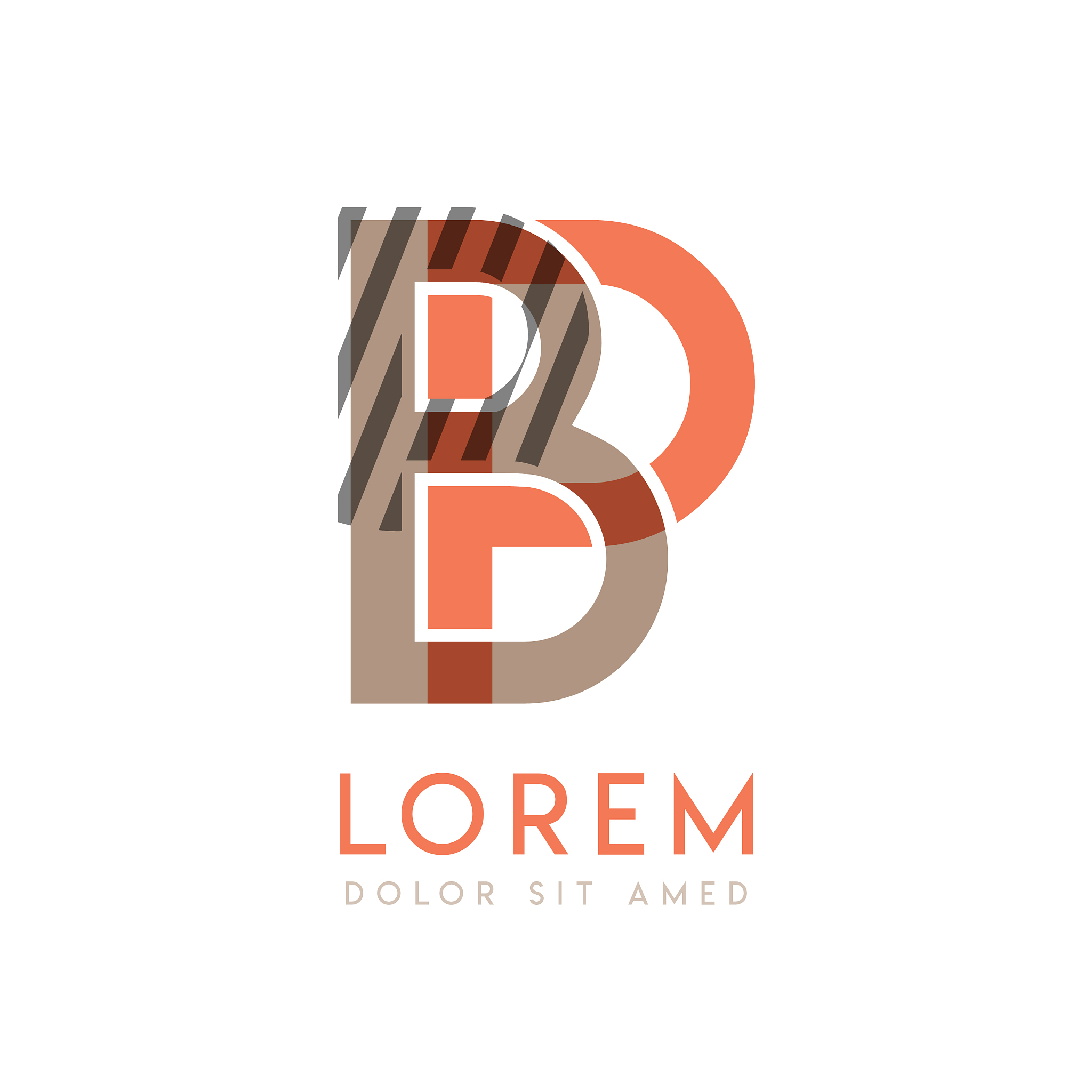 colorful logo design with pink orange and gray