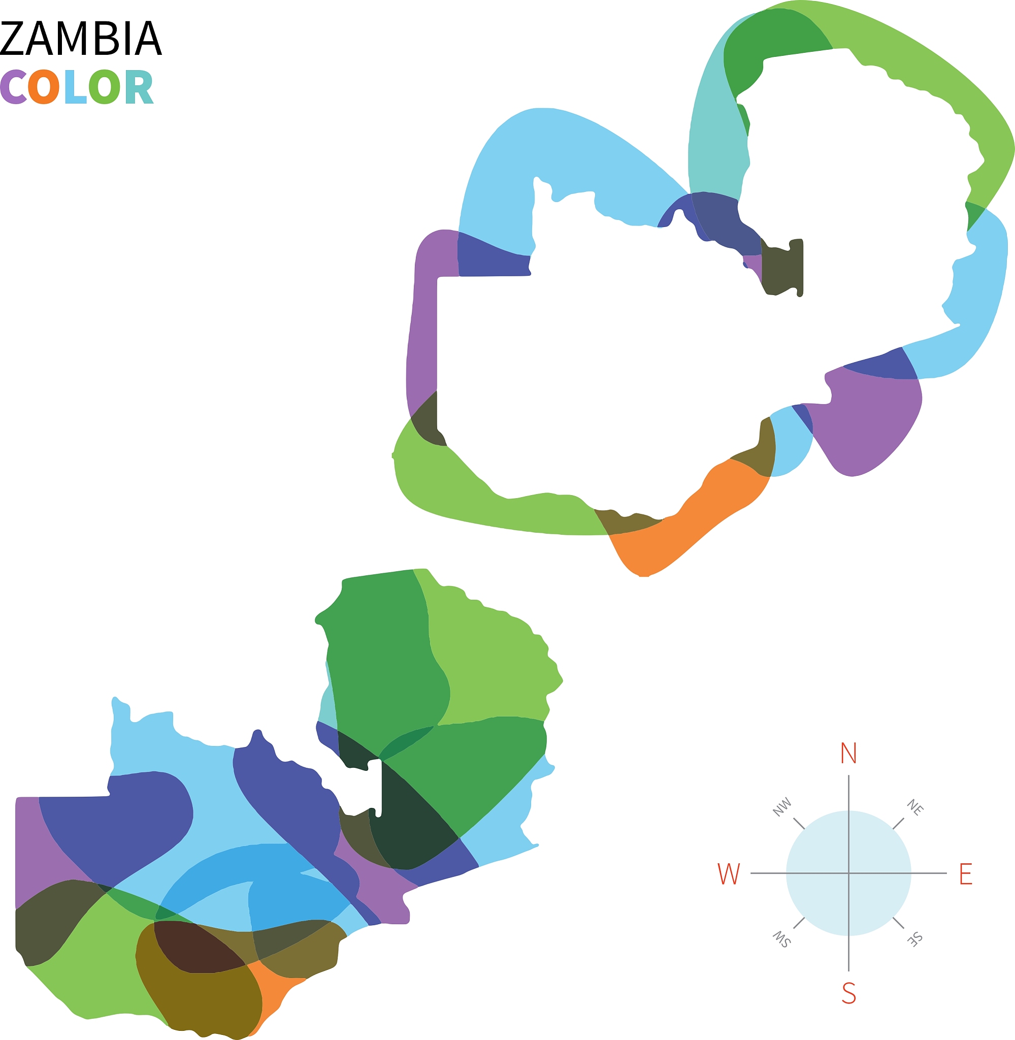 abstract color map of zambia