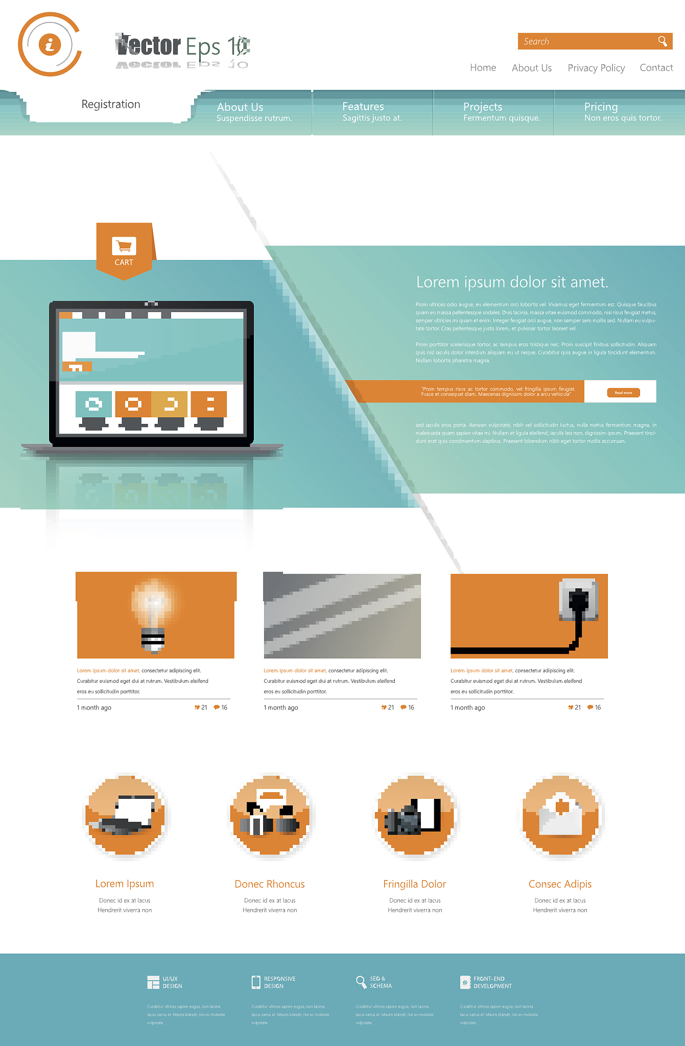 one page website template design