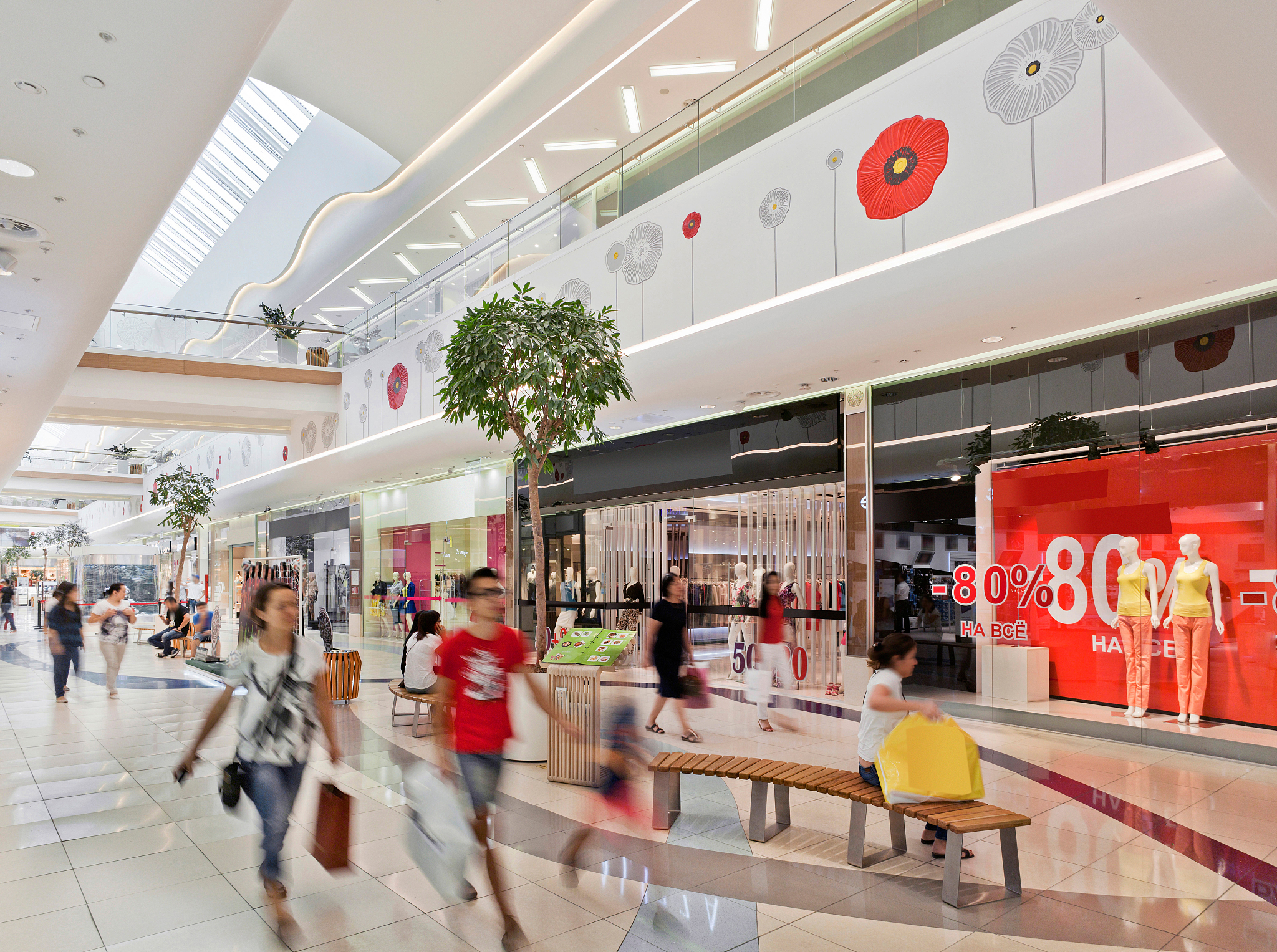 inside a large shopping mall in almaty