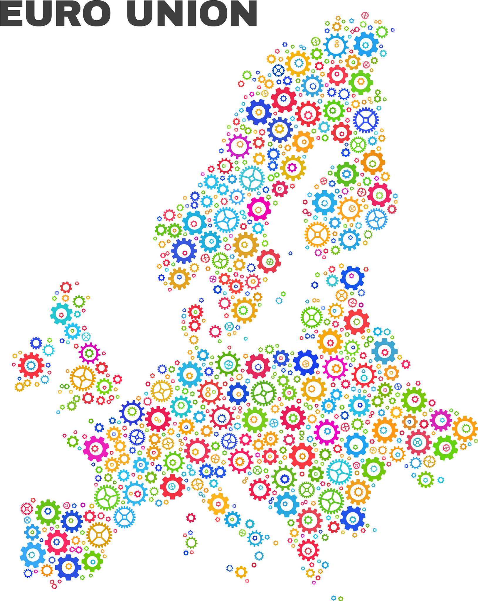 mosaic euro union map of gearwheel items