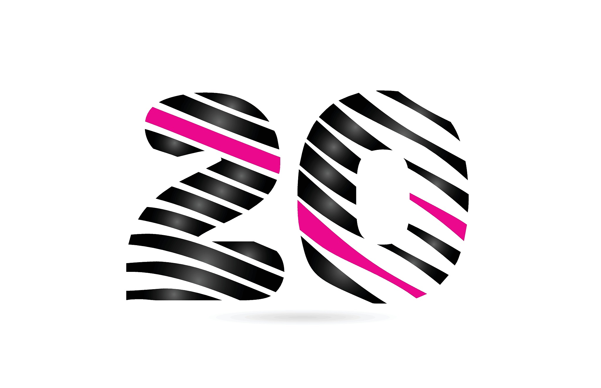 number 20 logo icon design typography