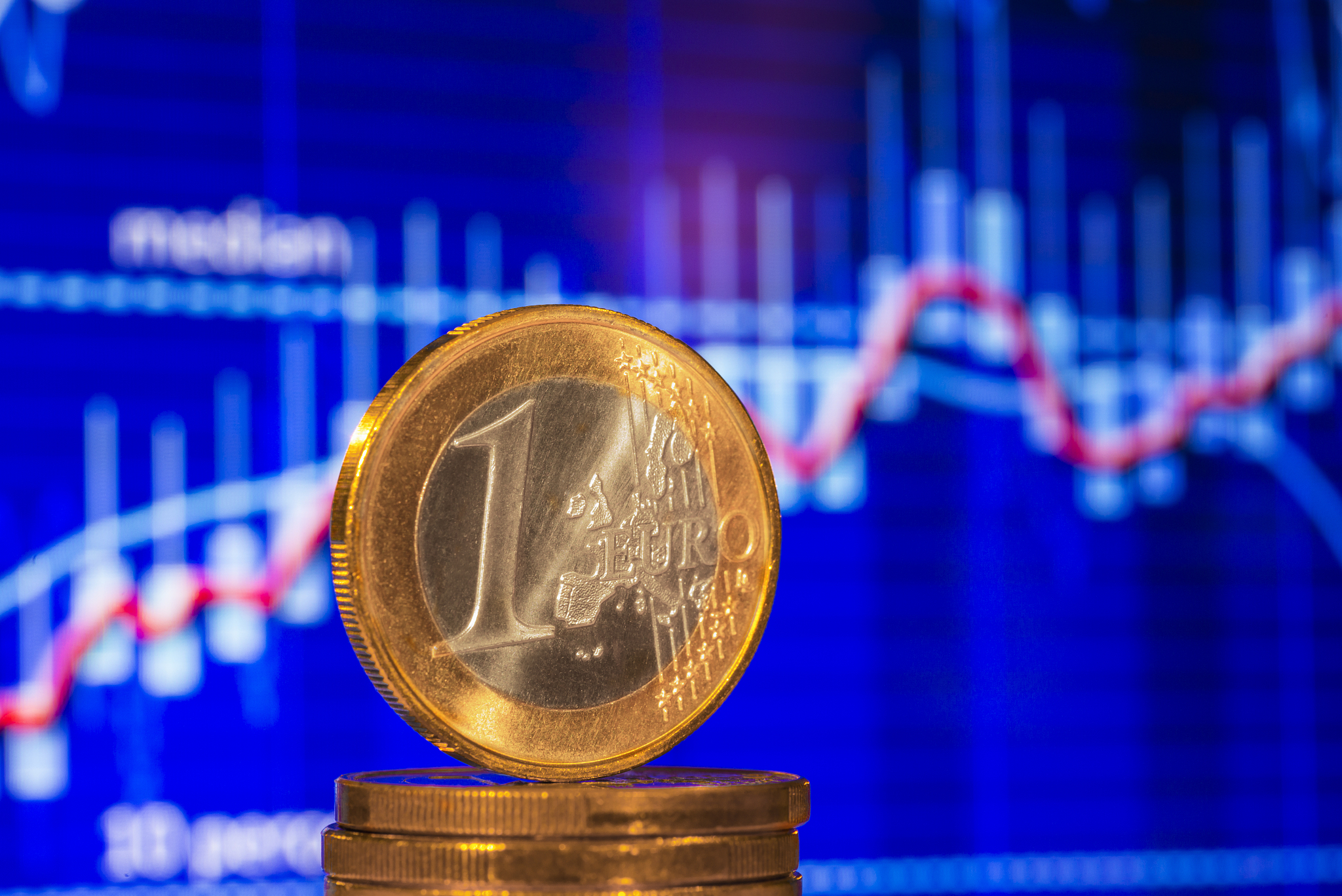 euro coin and chart