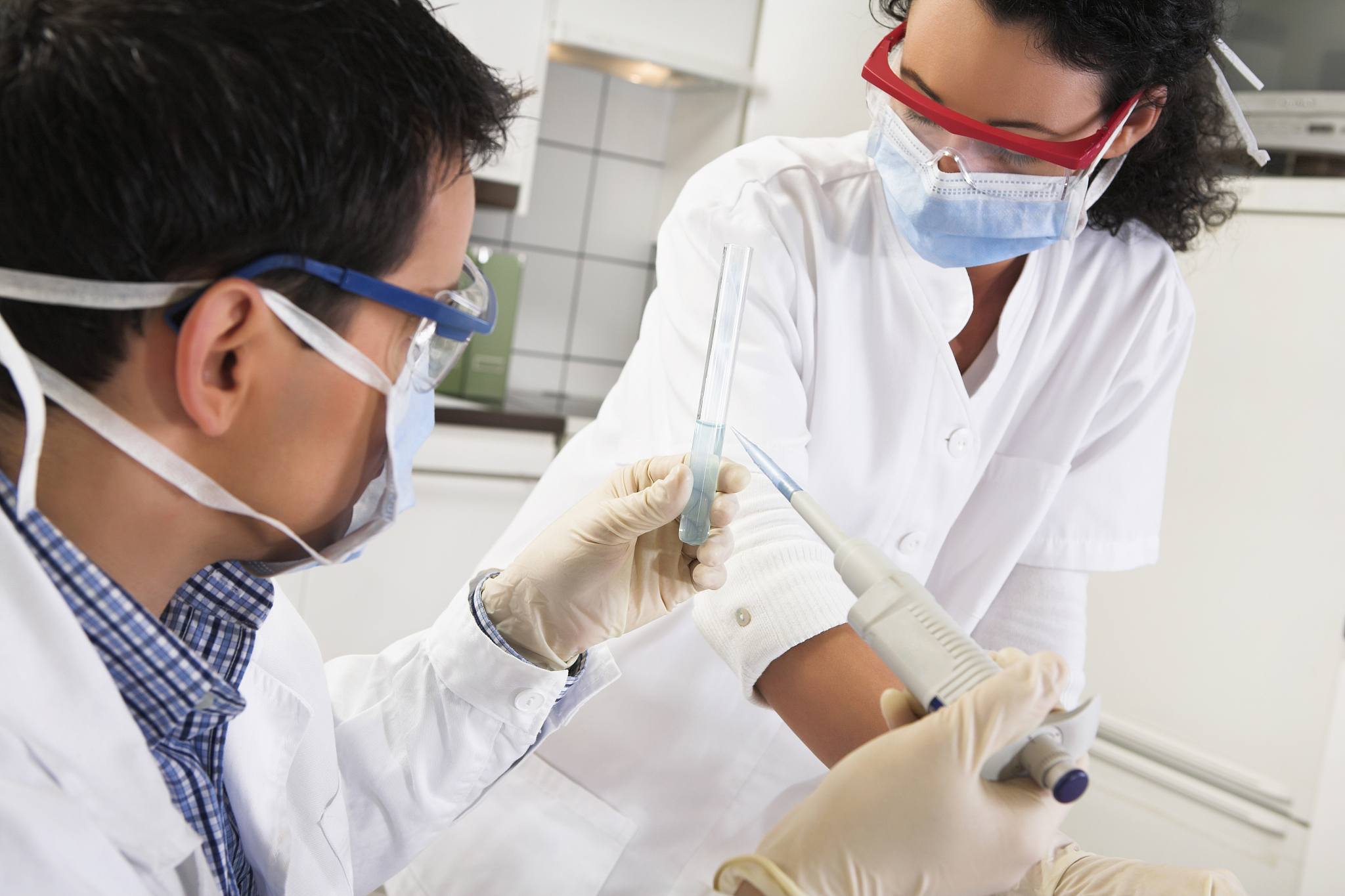 working in the laboratory
