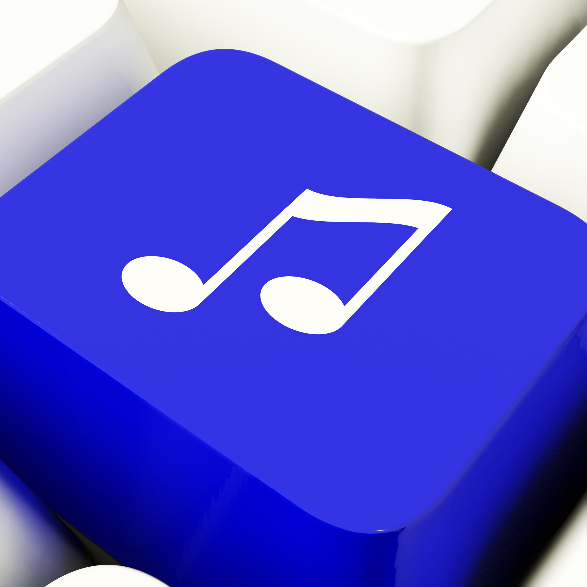 music symbol computer key in blue showing online radio