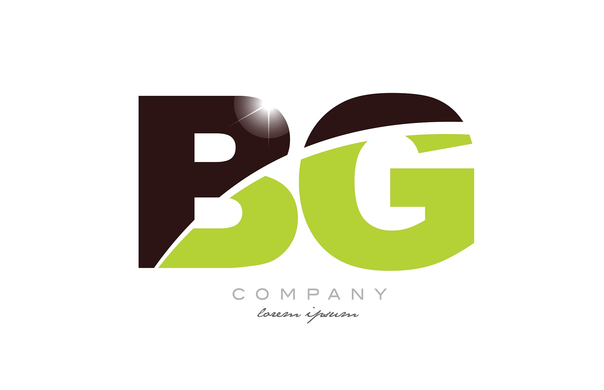 letter bg b g alphabet combination in green and brown color for