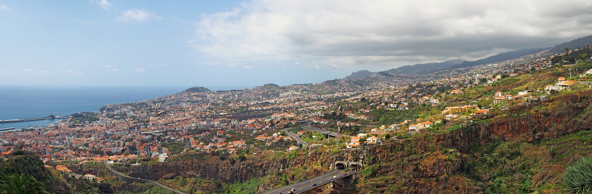 wide panoramic view of funchal in madeira showing the city surro