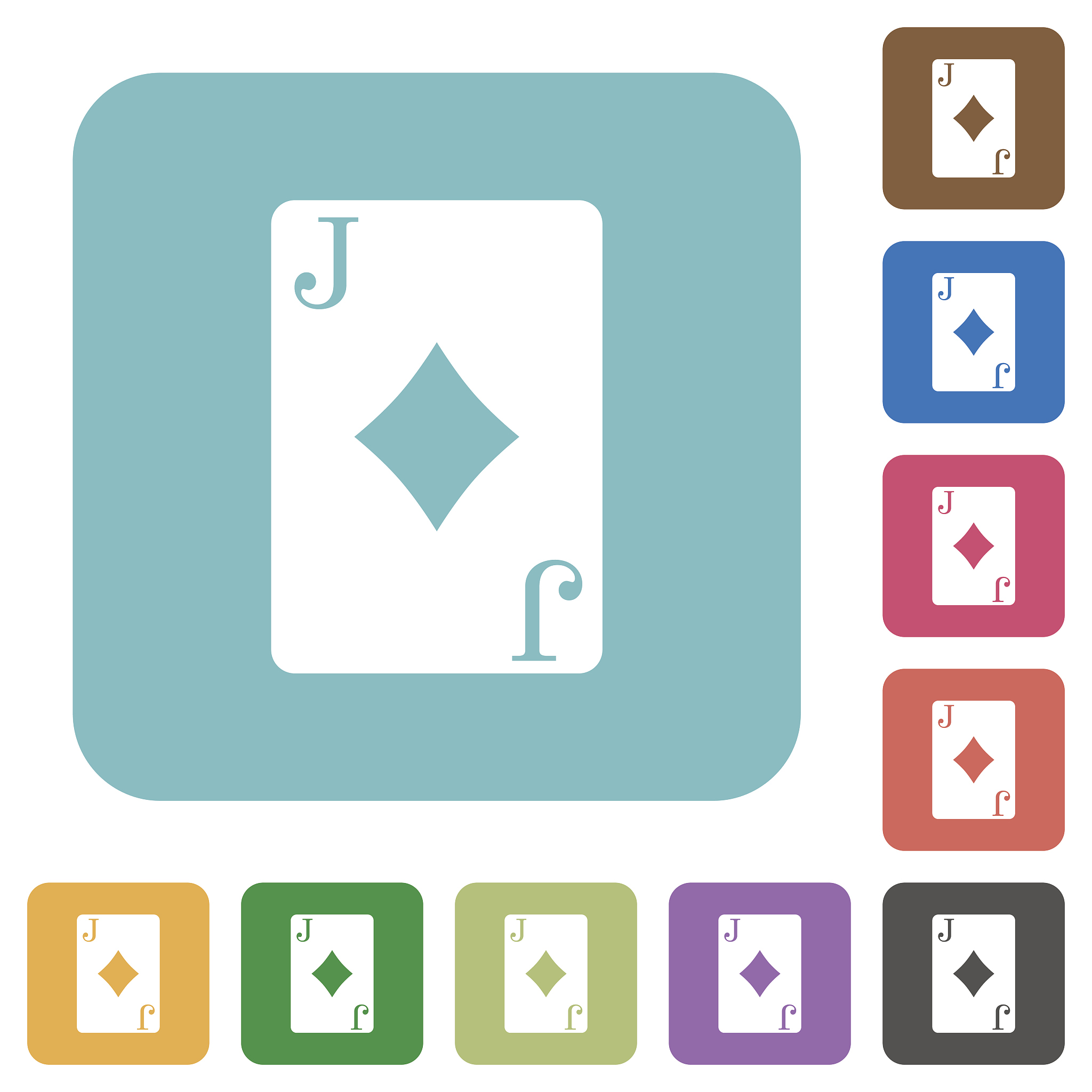 jack of diamonds card rounded square flat icons