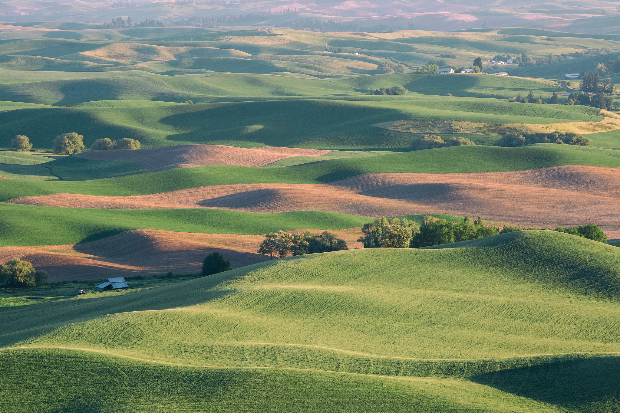 sunset over rolling hills