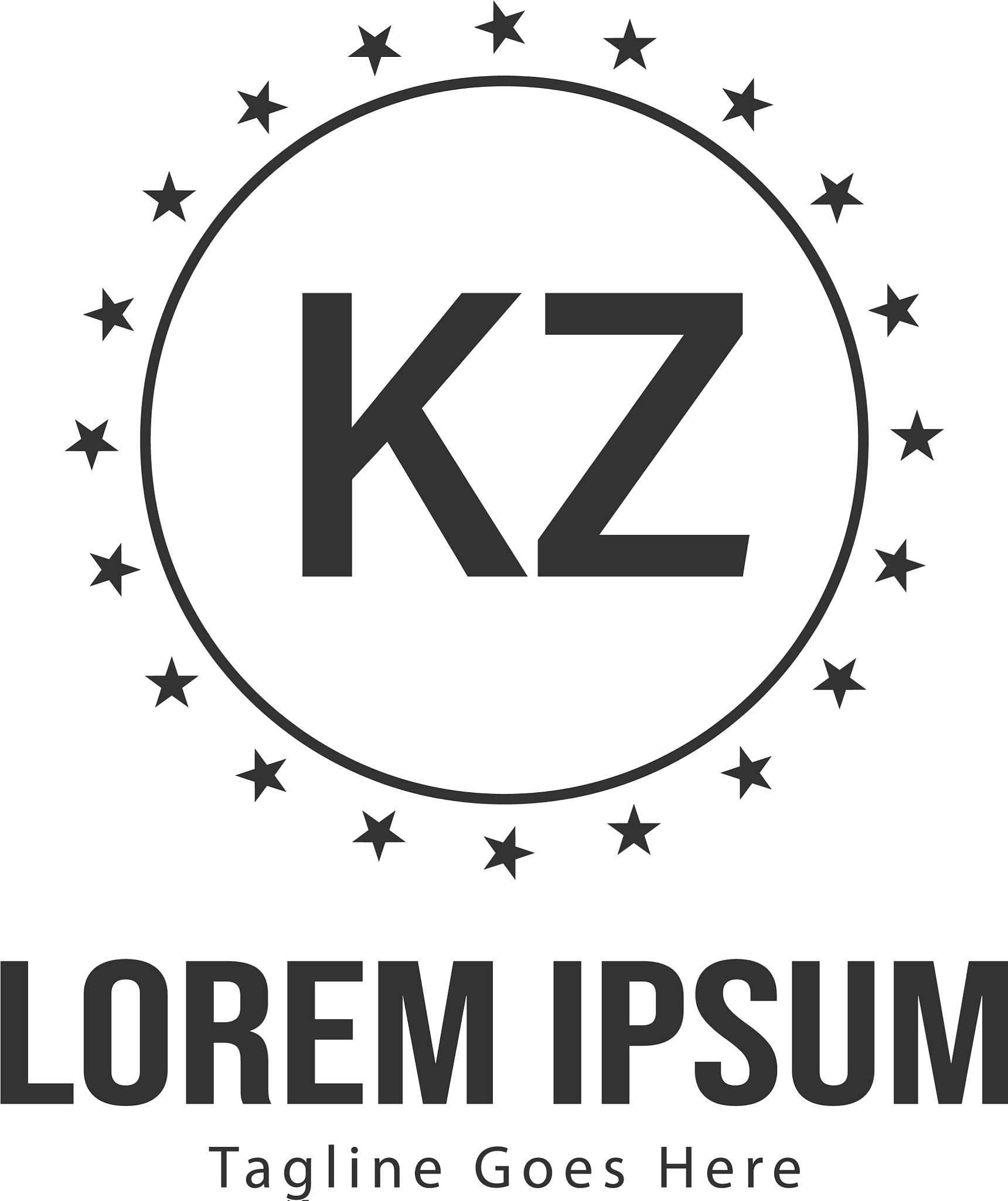 initial kz logo template with modern frame