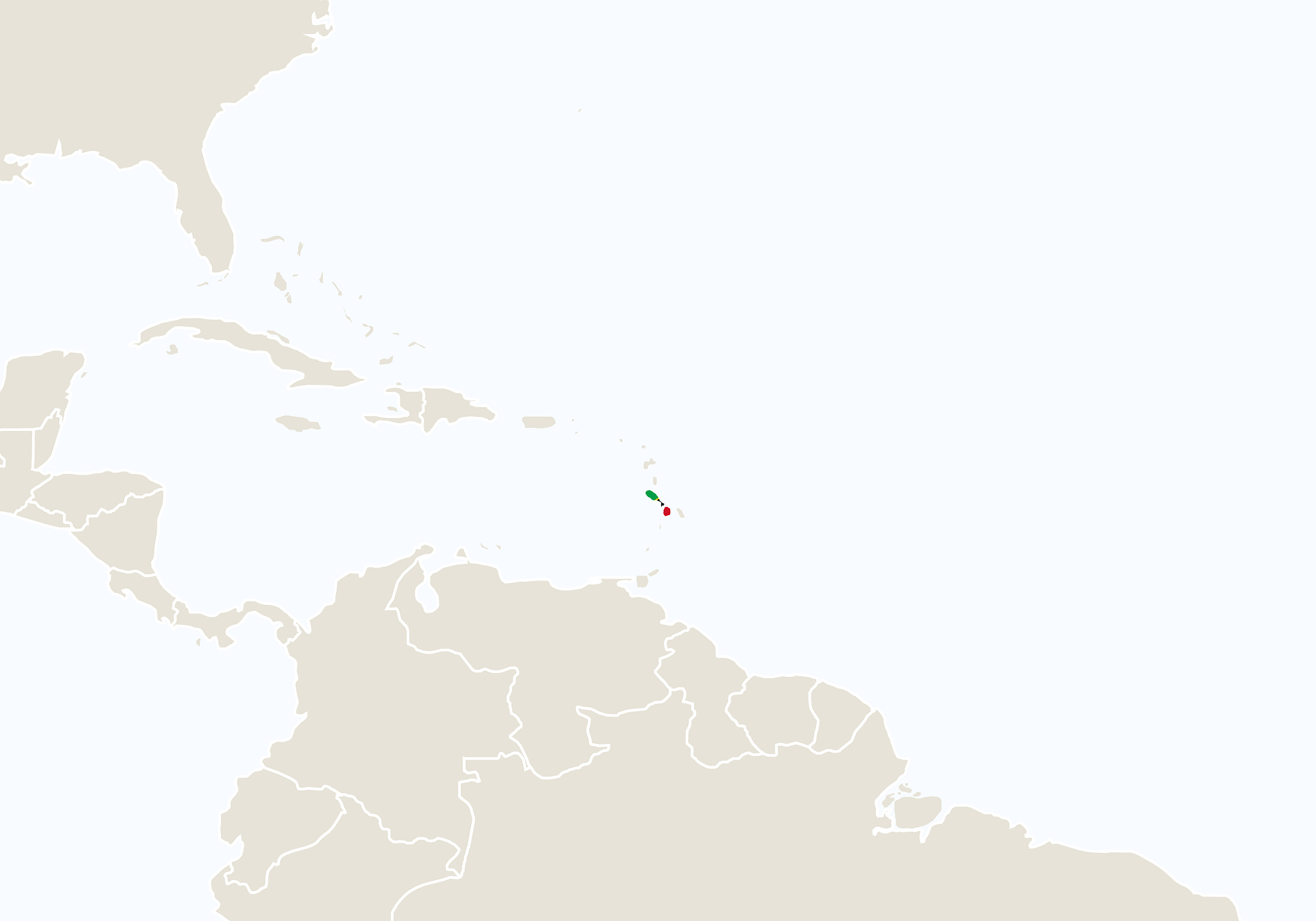 south america with highlighted saint kitts and nevis map.