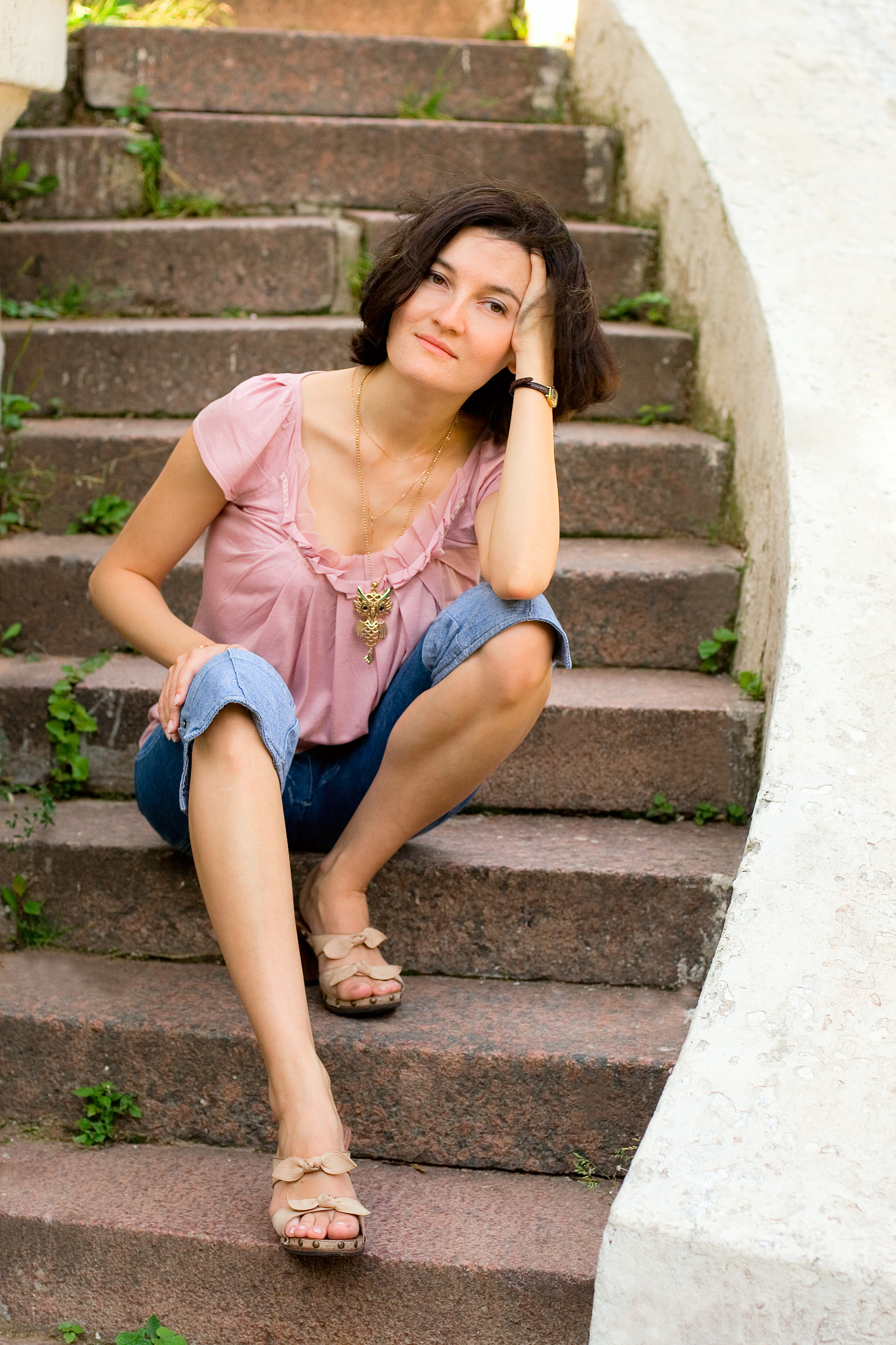 woman sitting on a staircase