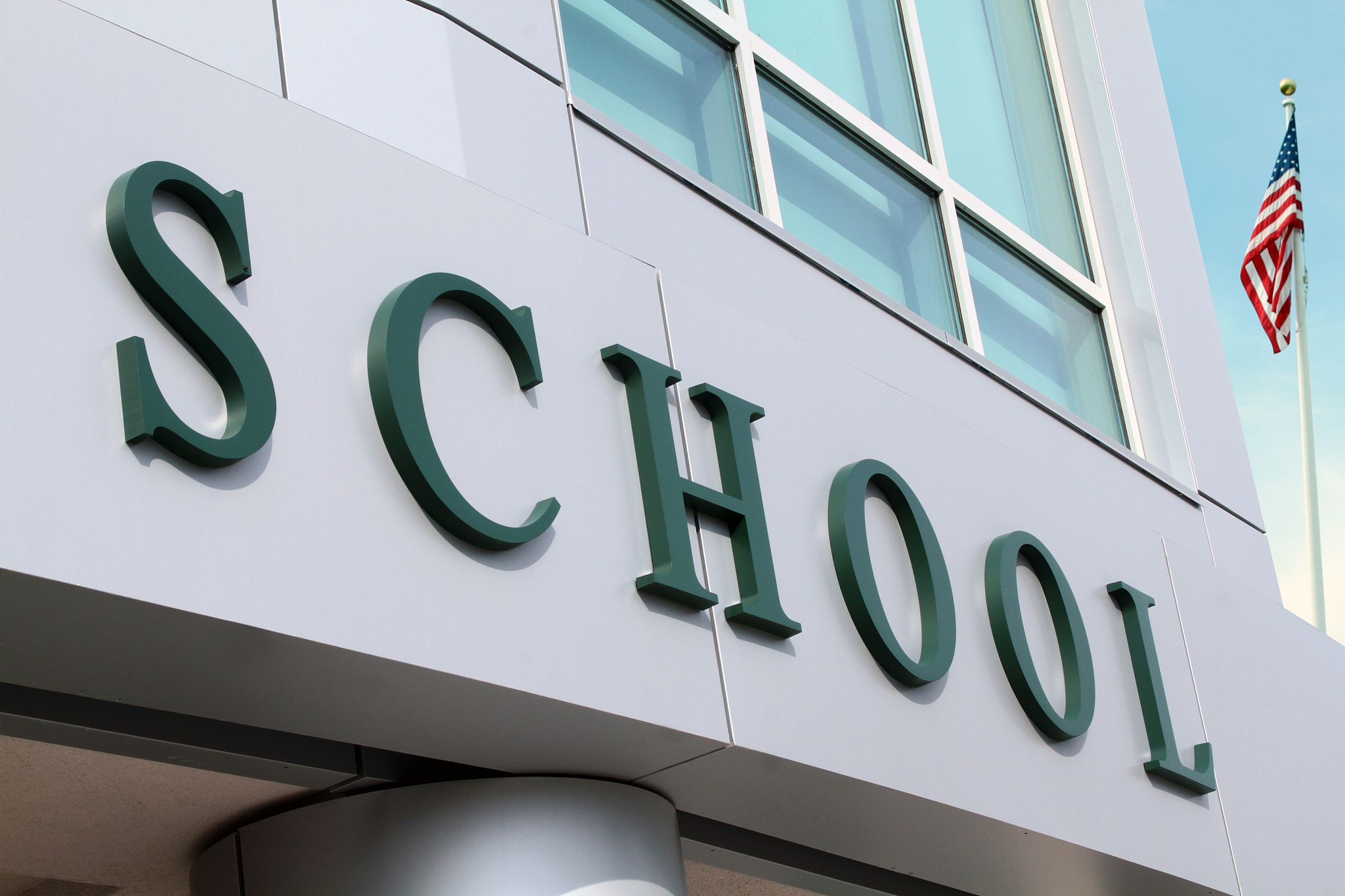 school with flag
