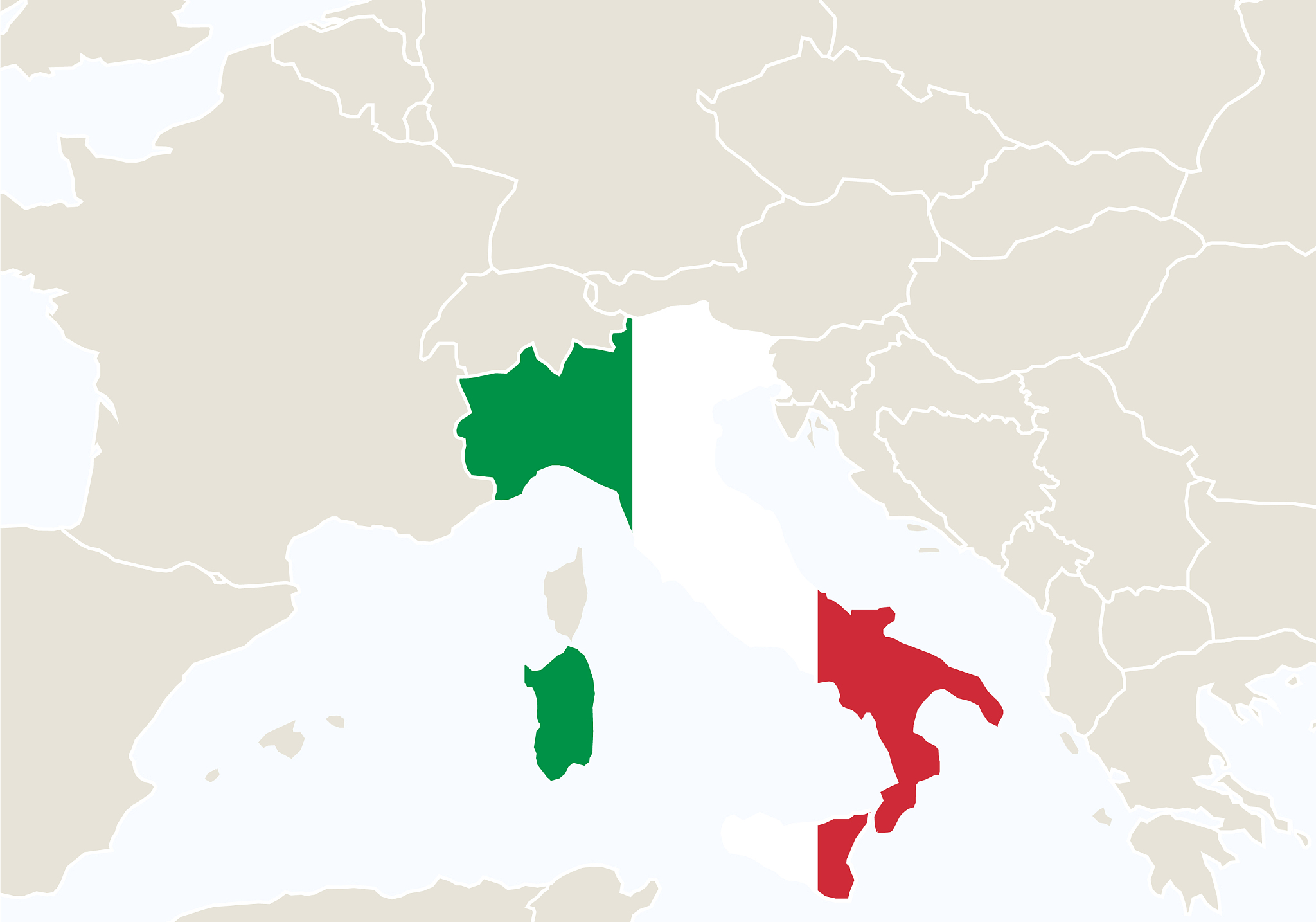europe with highlighted italy map
