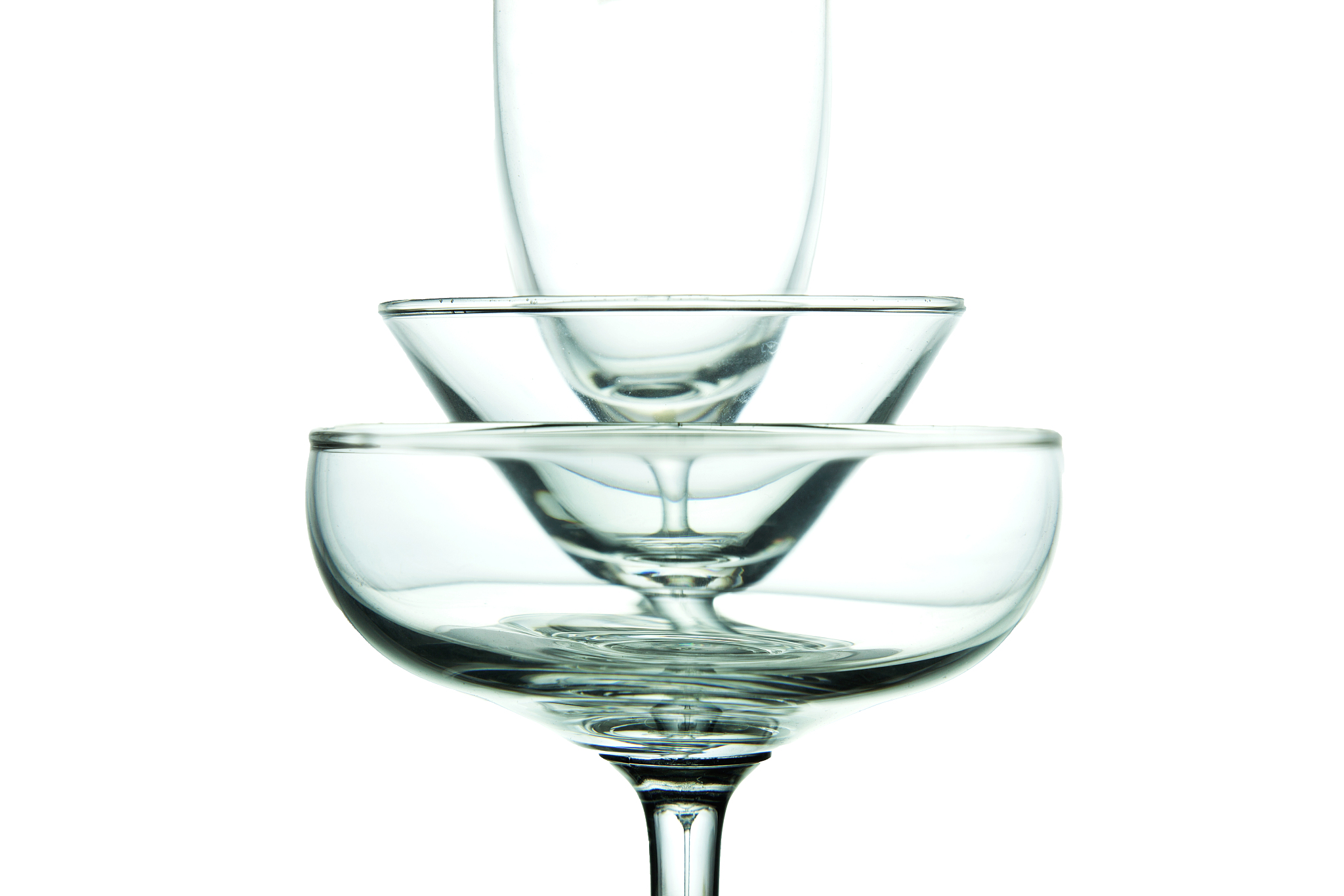 three stacked glass.