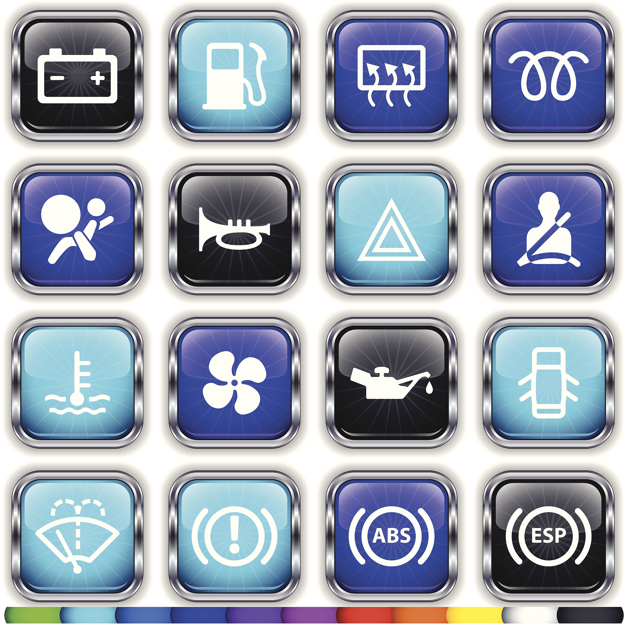 alloy super glossy car dasboard buttons on 11 different colors