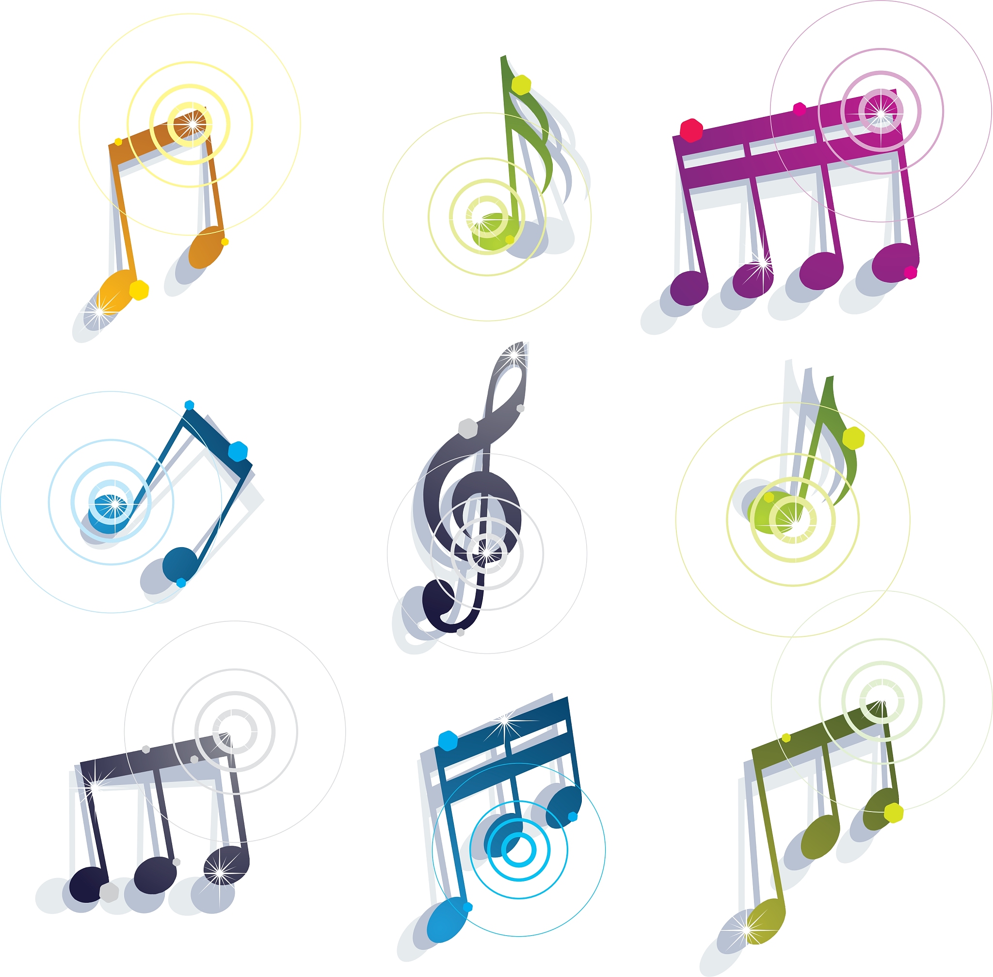 musical notes icons set