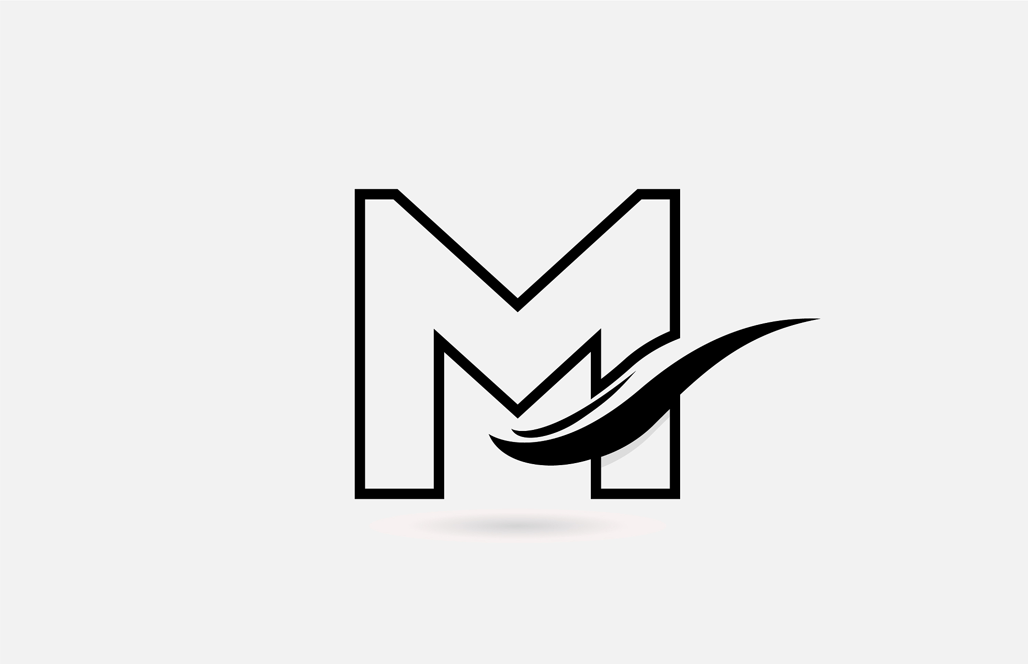 m black and white alphabet letter logo icon