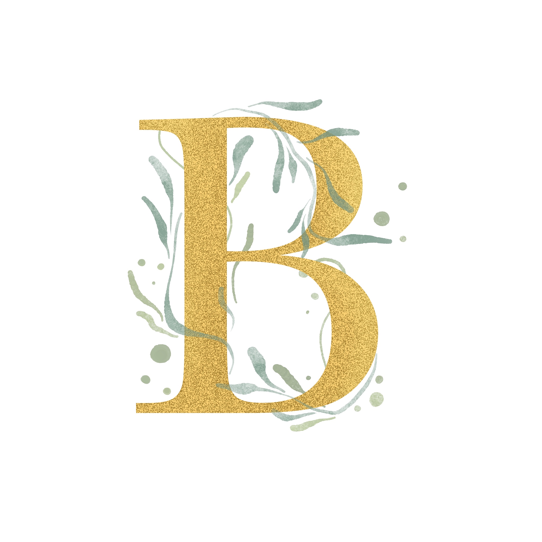 绘画插图,金色,分离着色,白色背景,水彩画,英文字母<strong>b</strong>,请柬,水彩画颜料