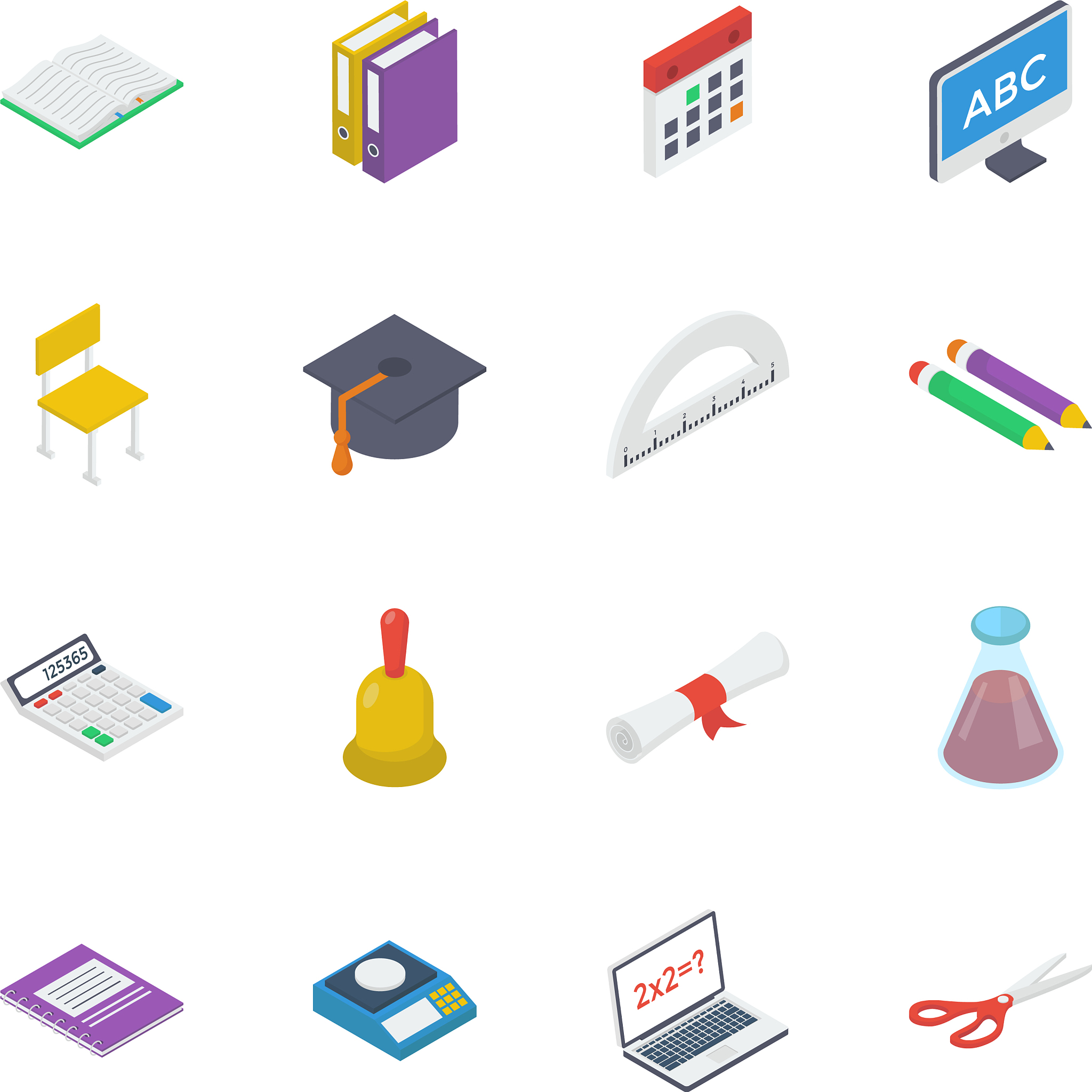pack education isometric icons