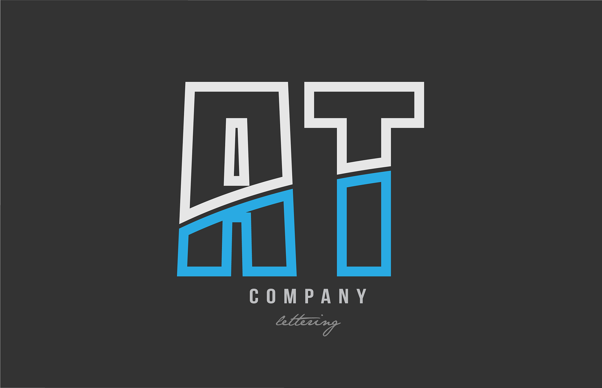 white blue alphabet letter at a t logo icon design