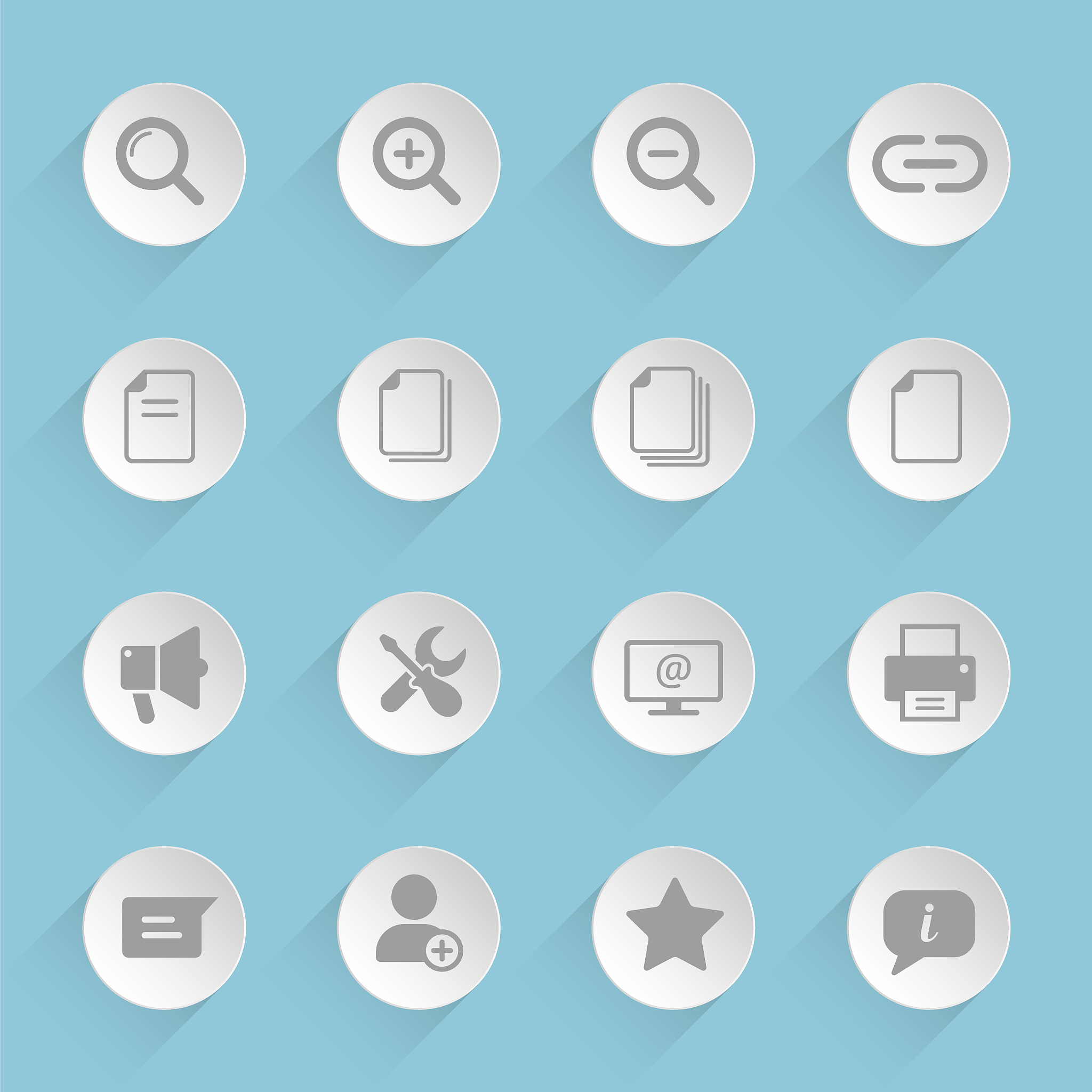 web icons on paper circles