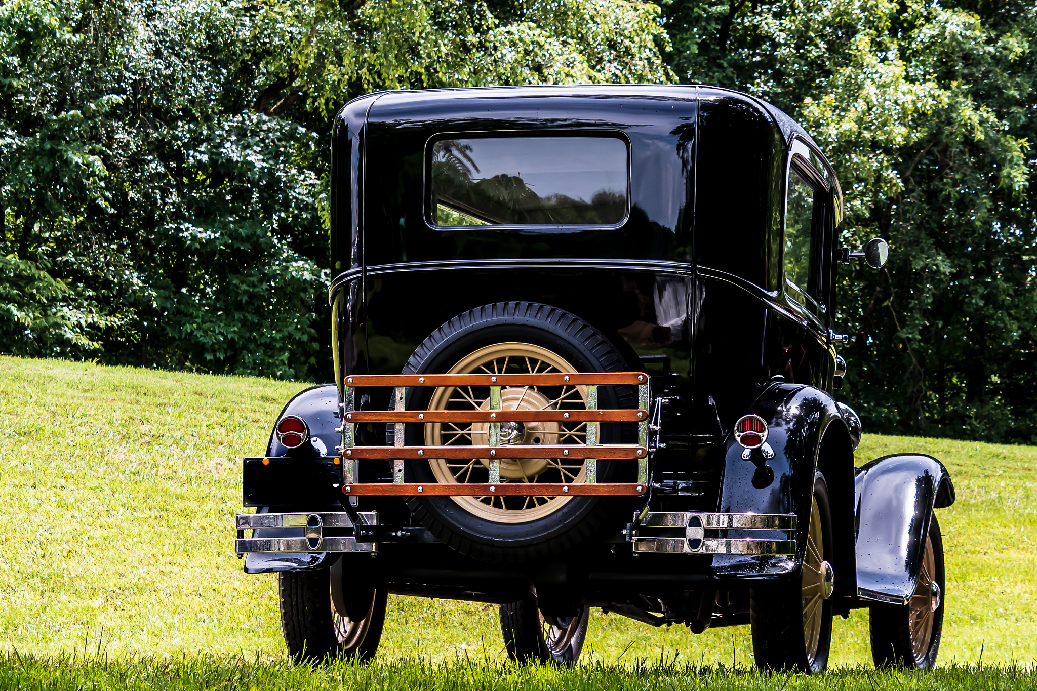 rear view of vintage car