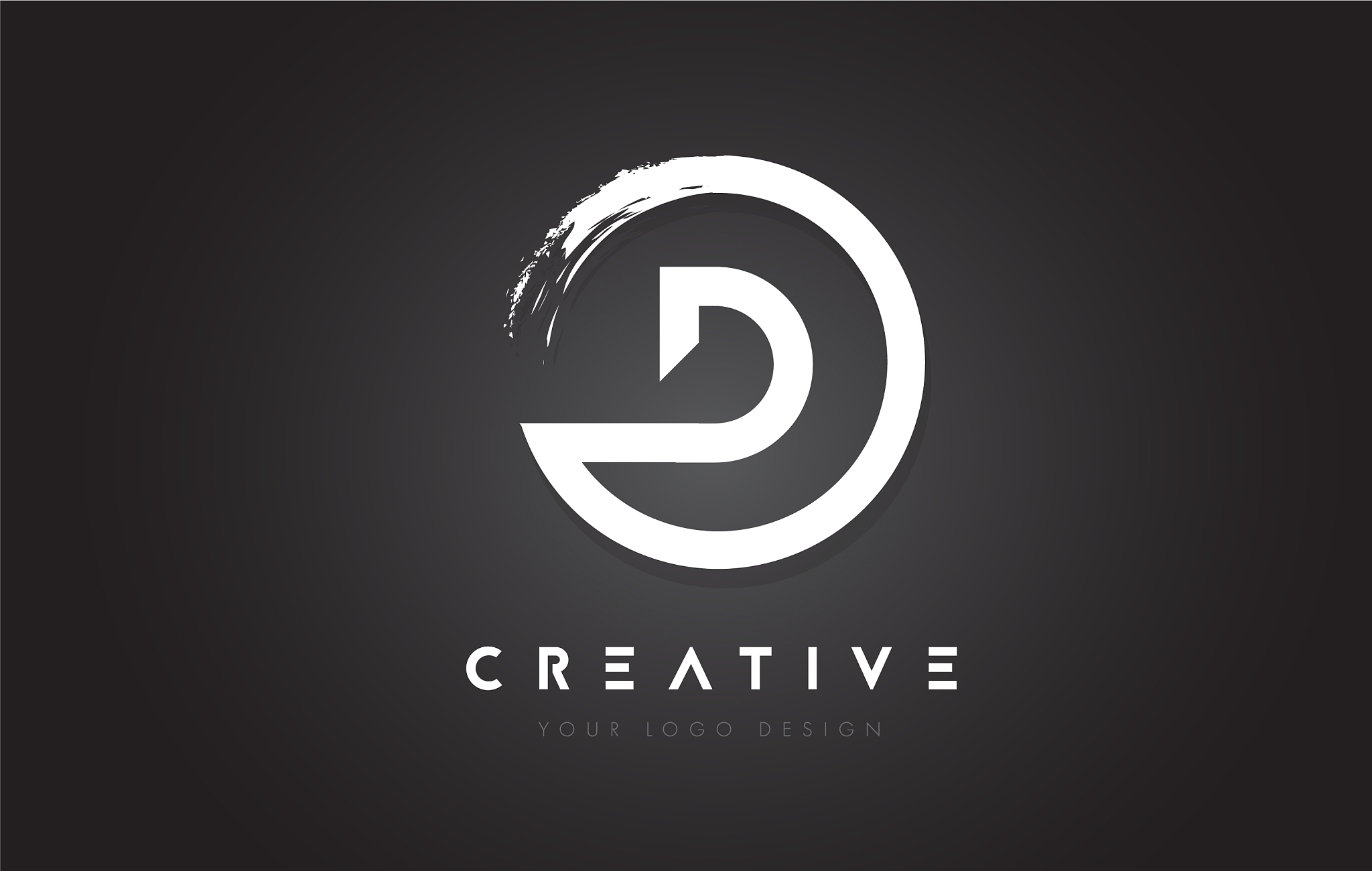 d circular letter logo with circle brush design