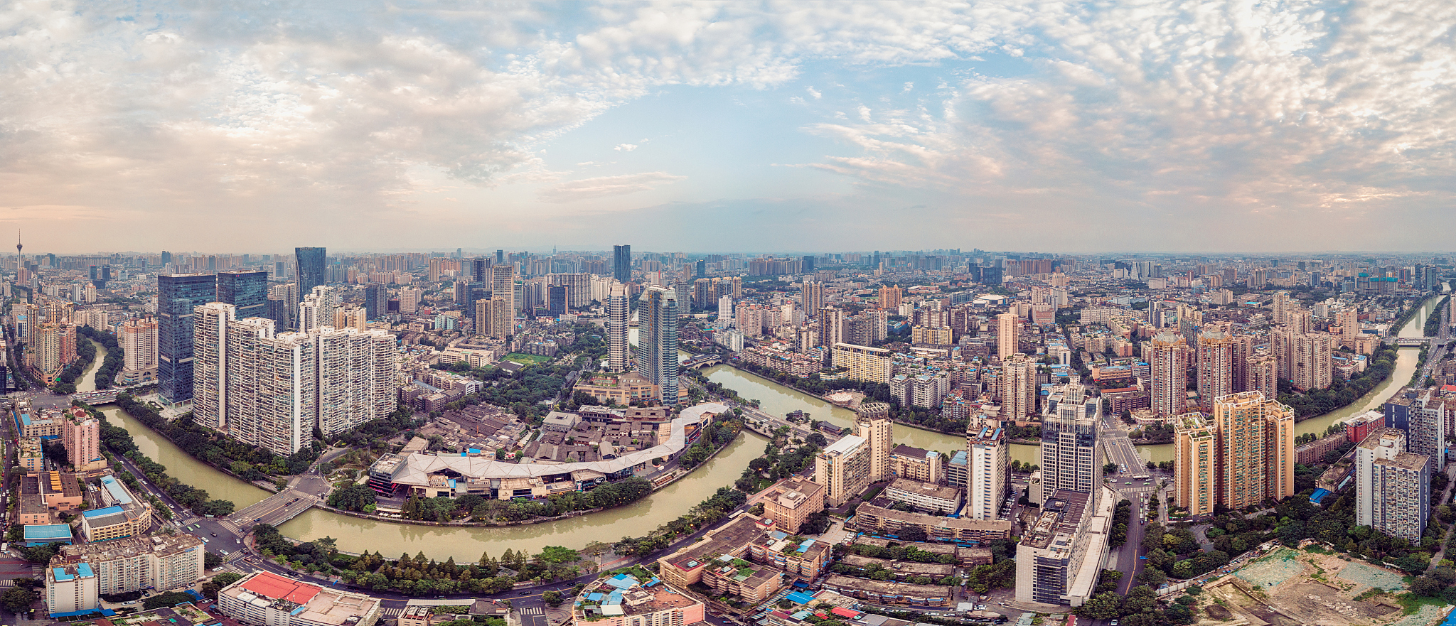 panoramic cityscape of chengdu city, china