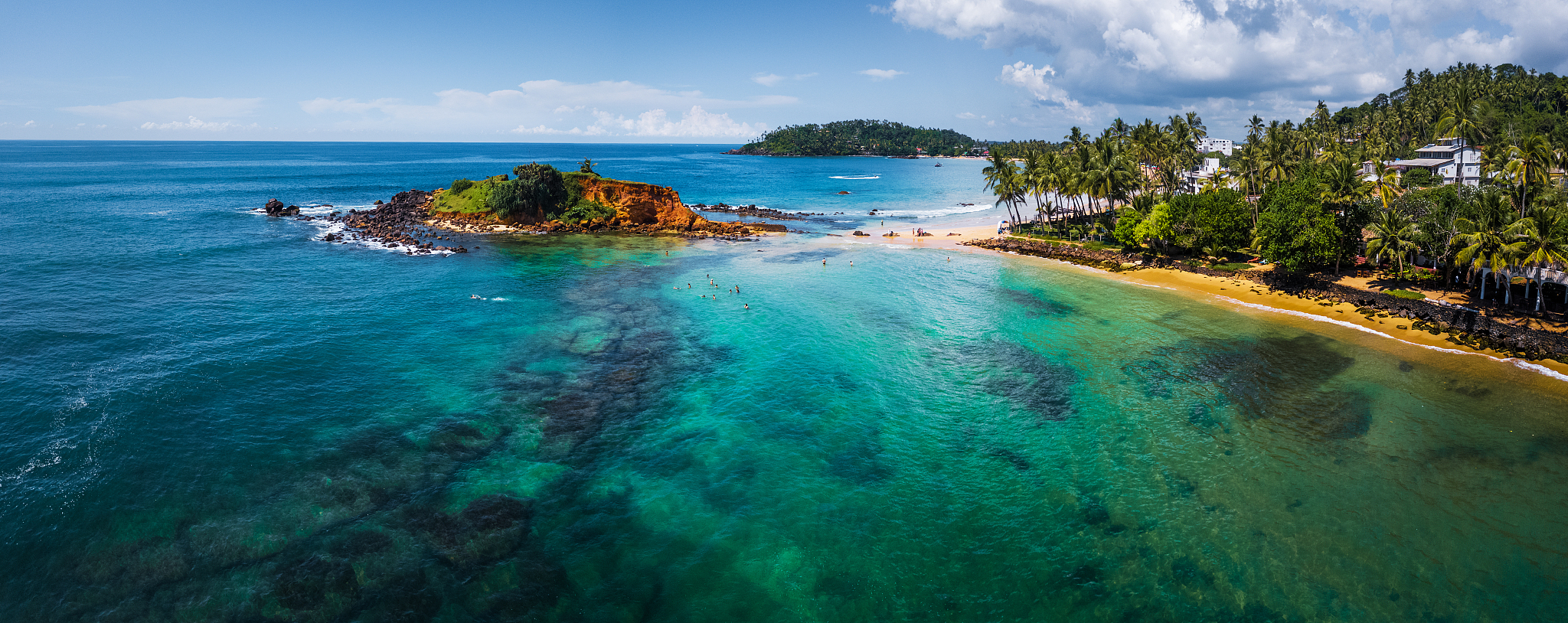 aerial panorama of the tropical beach