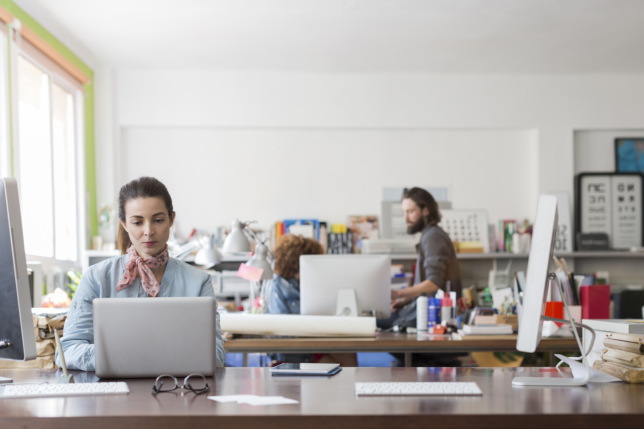 working in a creative small business office