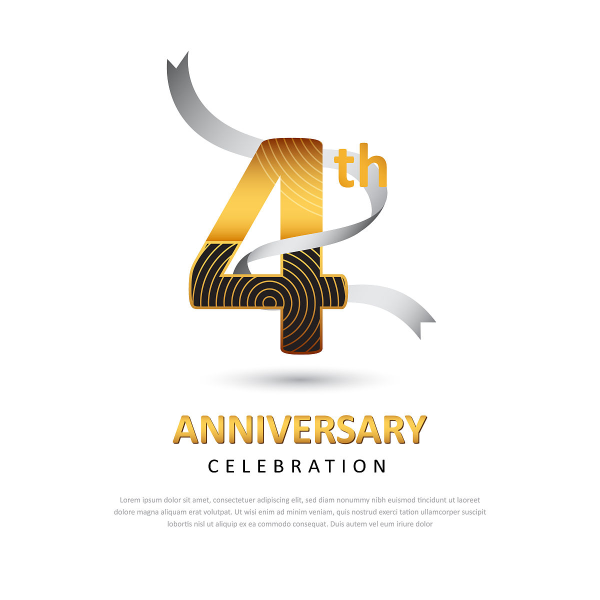 4年创意周年庆典模板设计与丝带